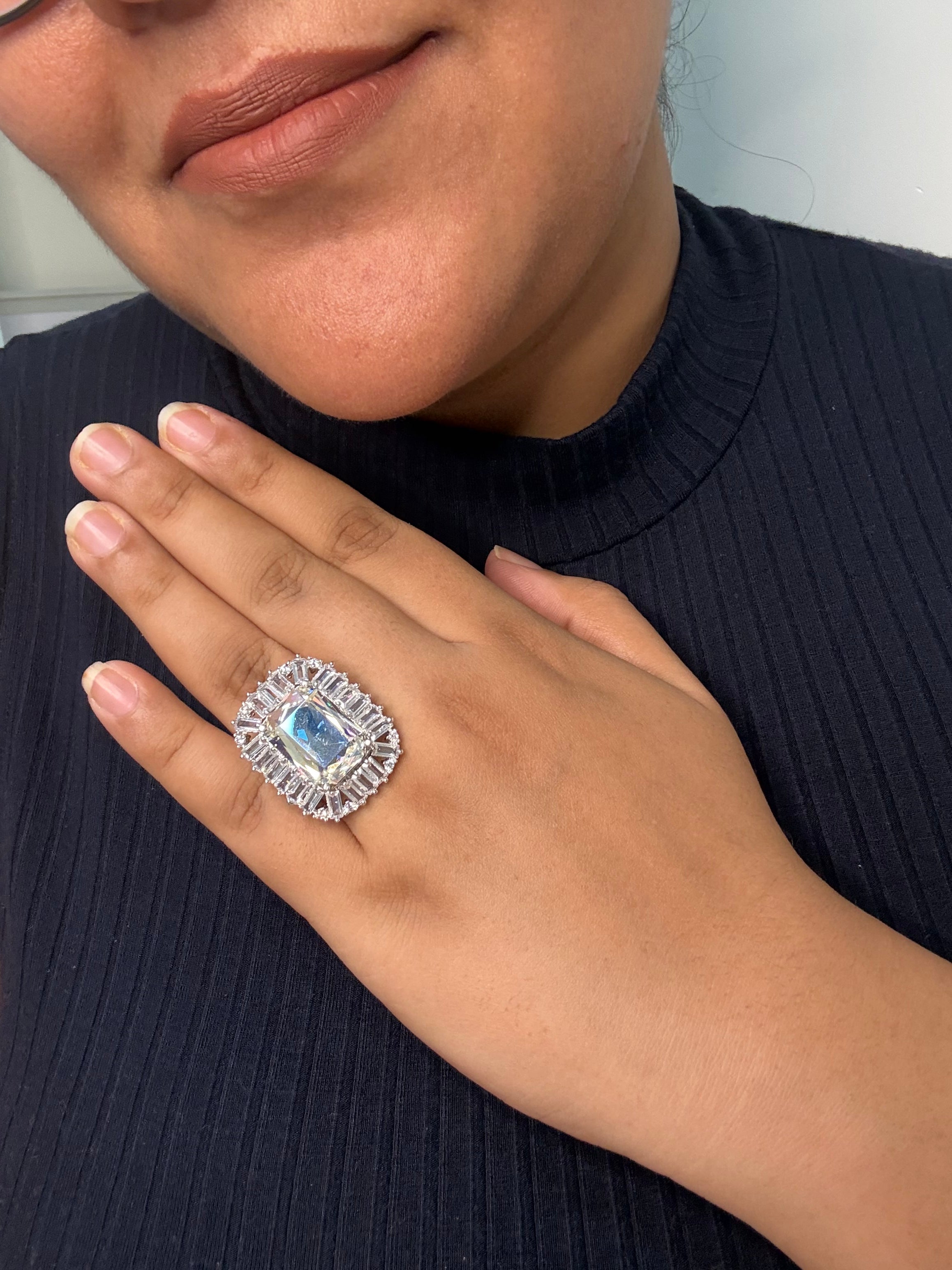 Celeste Silver Statement Ring- Adjustable