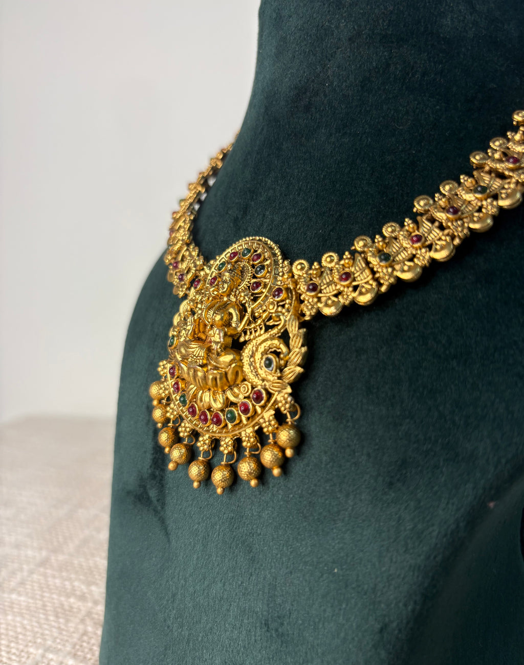 Divine Lakshmi Temple Necklace Set with Jhumkas