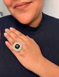 Black Noir Royale Statement Ring - Adjustable