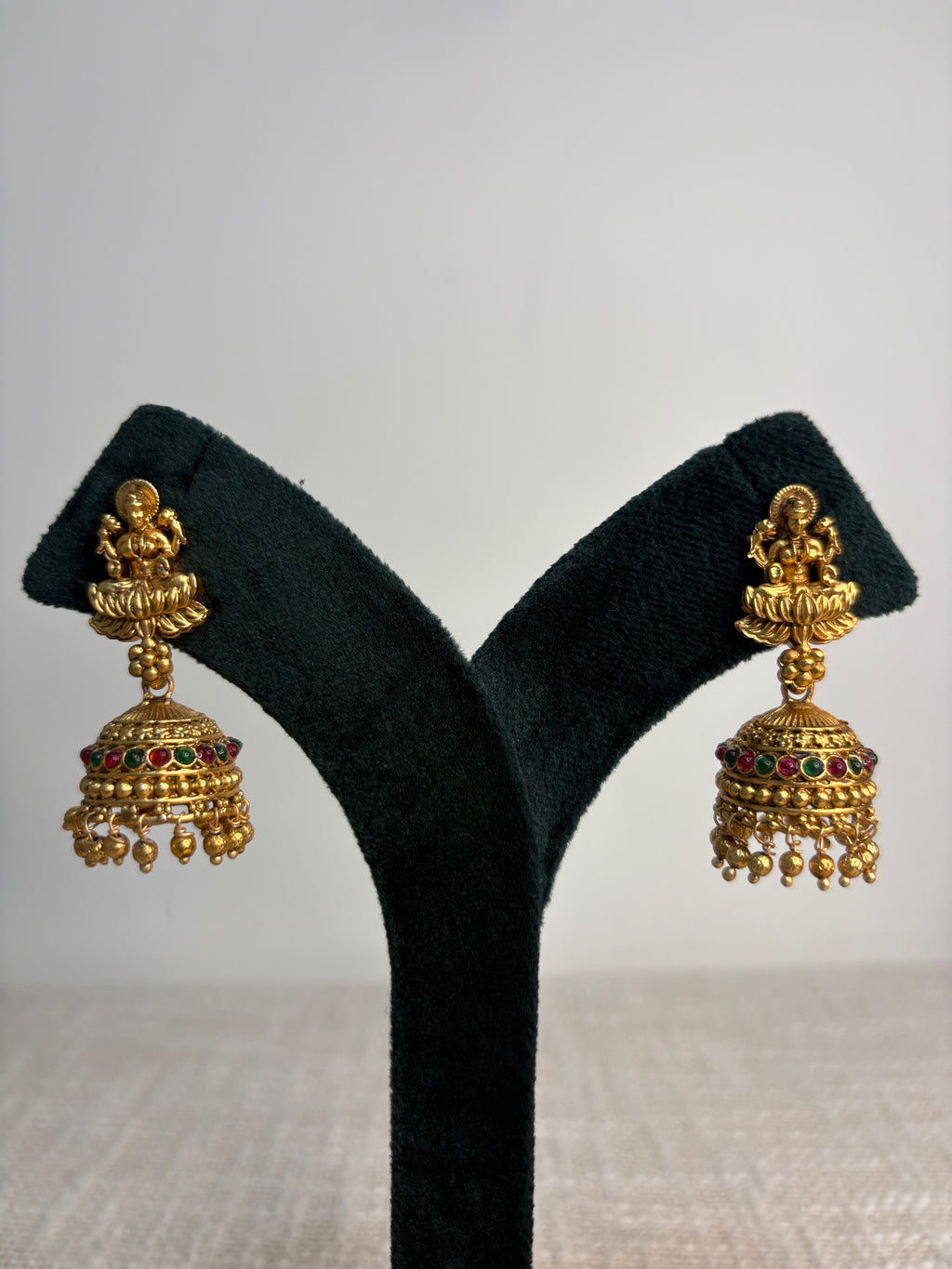 Divine Lakshmi Temple Necklace Set with Jhumkas