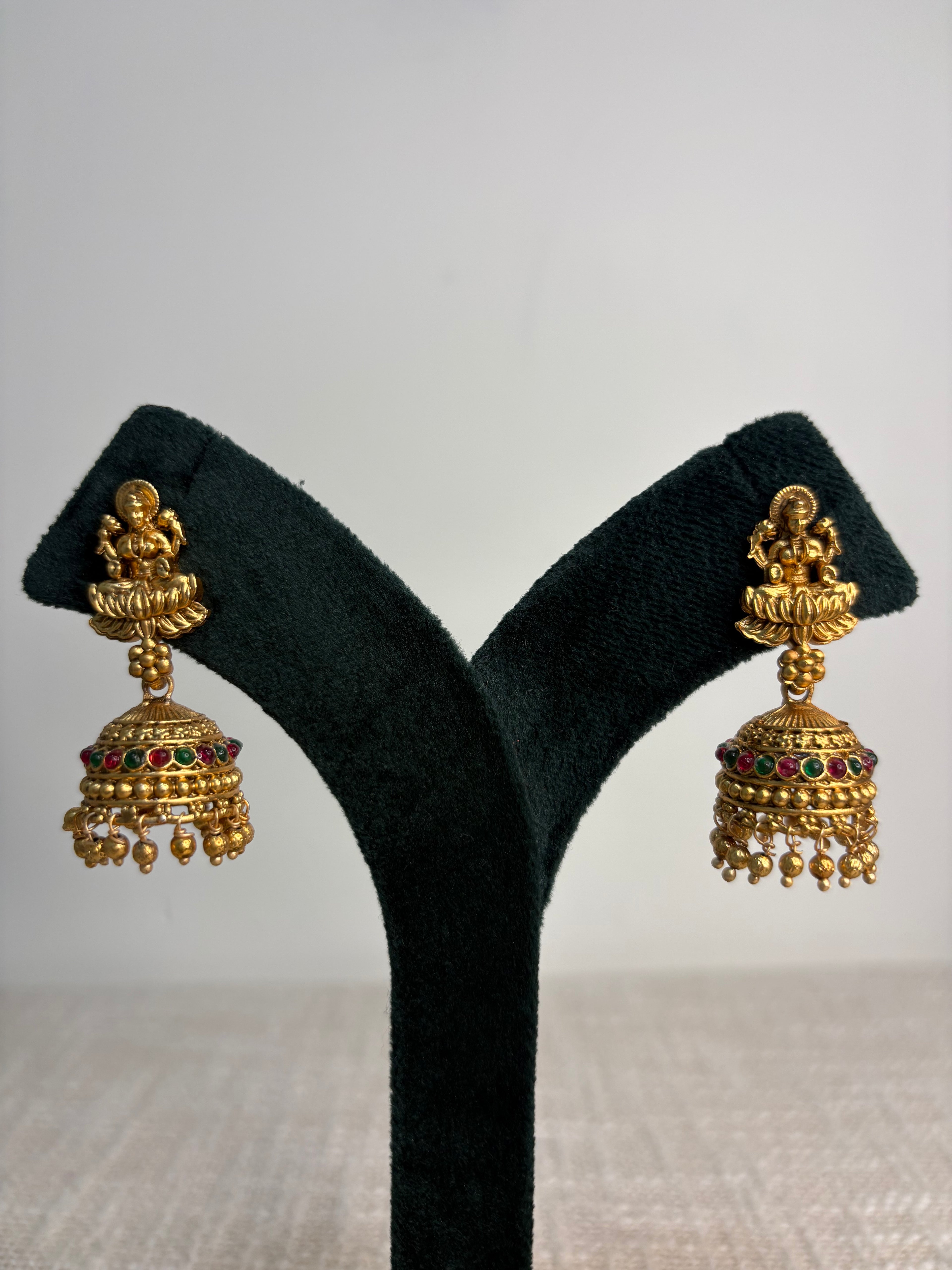 Divine Lakshmi Temple Necklace Set with Jhumkas