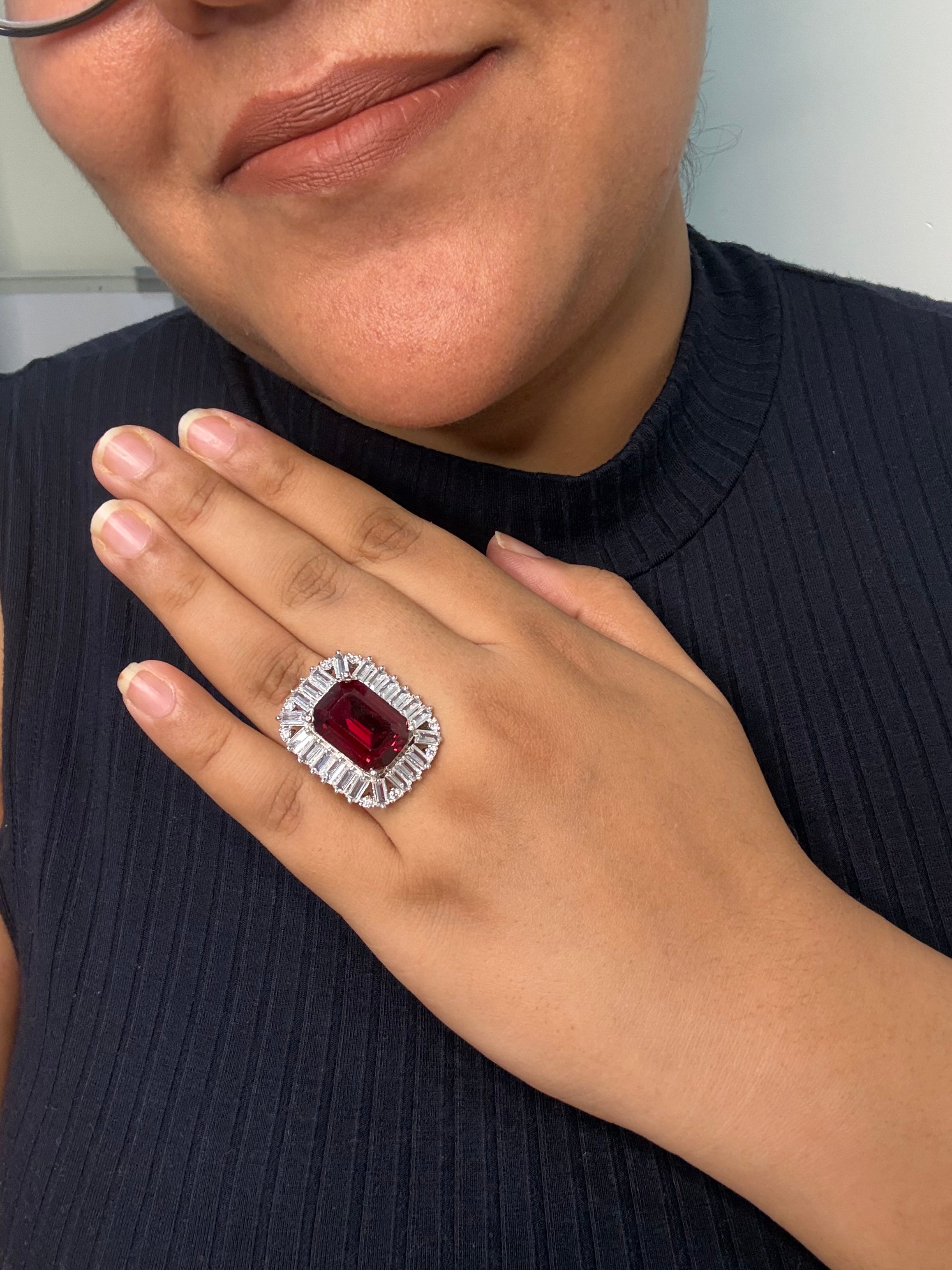 Celeste Maroon Statement Ring- Adjustable