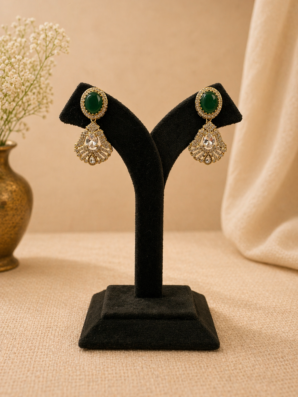 Emerald Royale Kundan Cascade Set