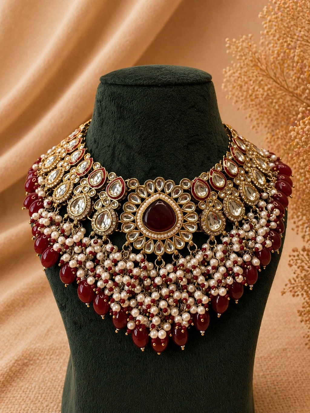 Zarika Ruby Royale Bridal Choker Set