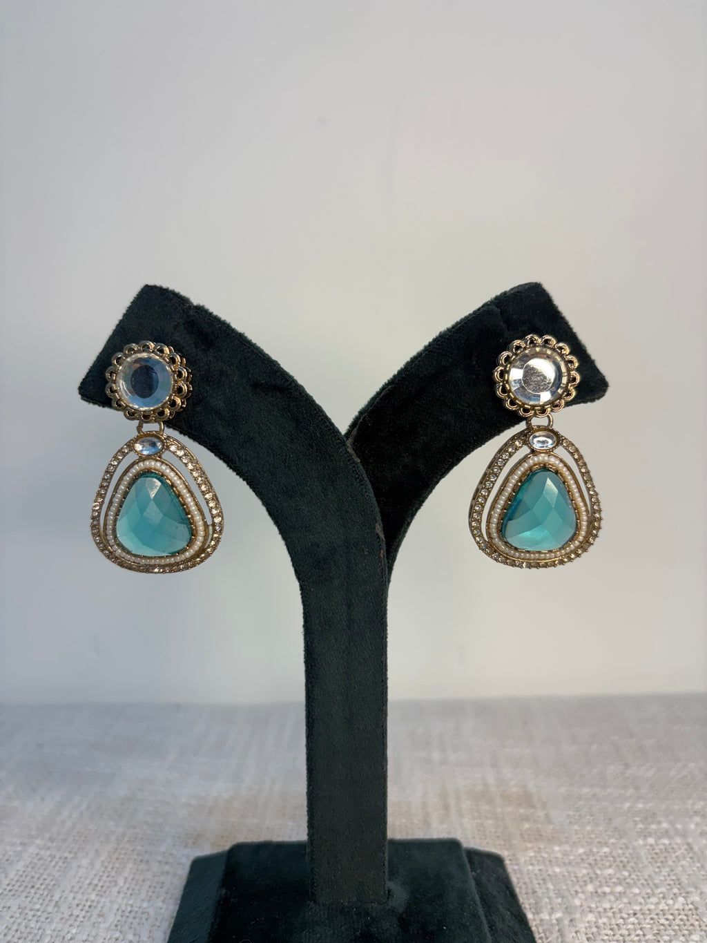 Meher Drop Earrings - Teal Blue