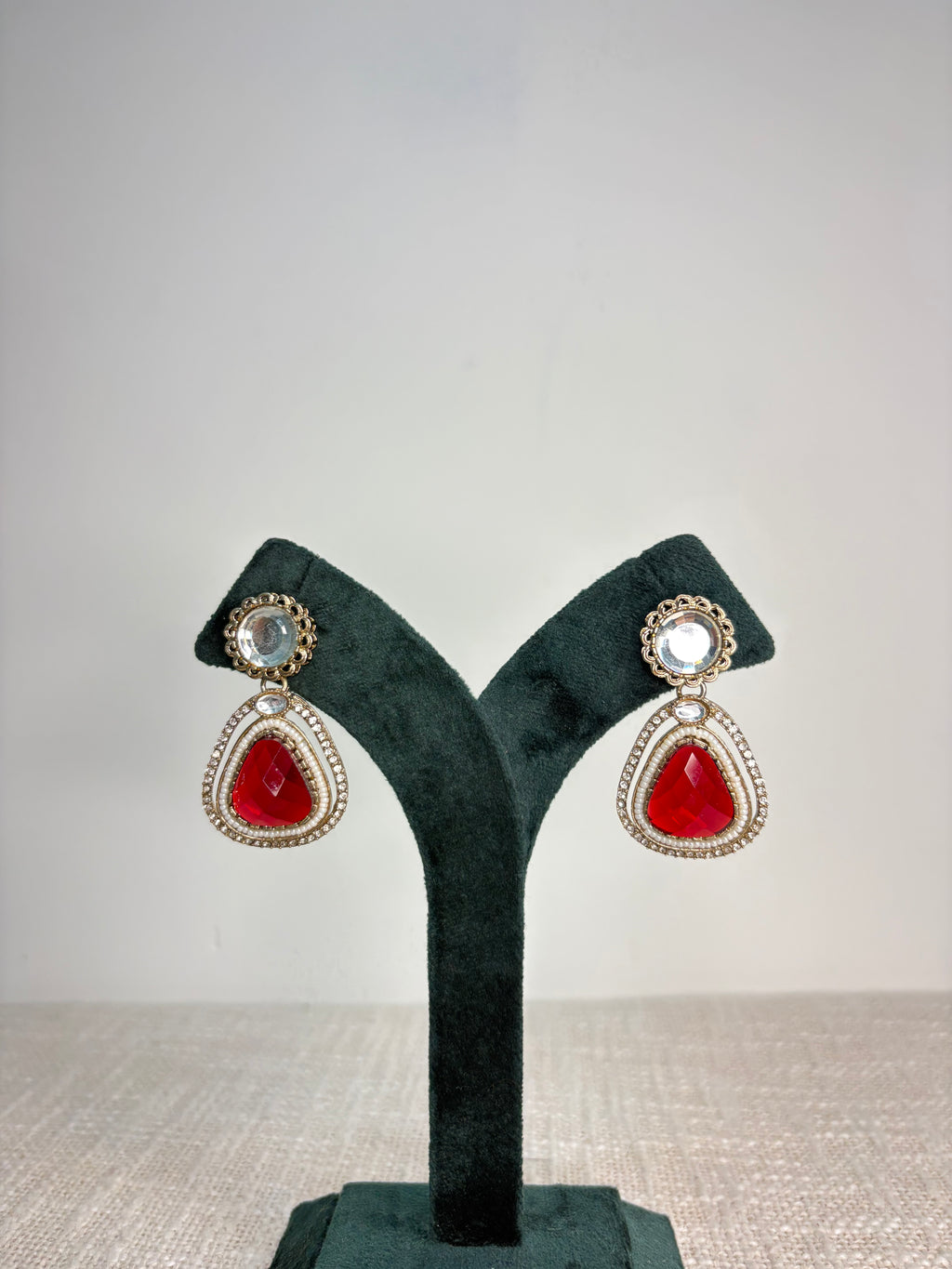 Meher Drop Earrings - Ruby Red