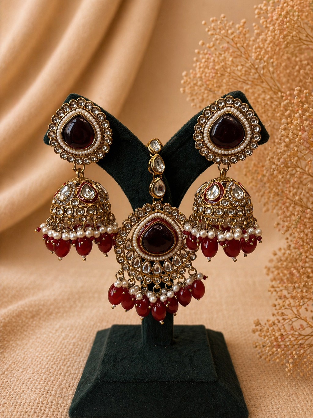 Zarika Ruby Royale Bridal Choker Set