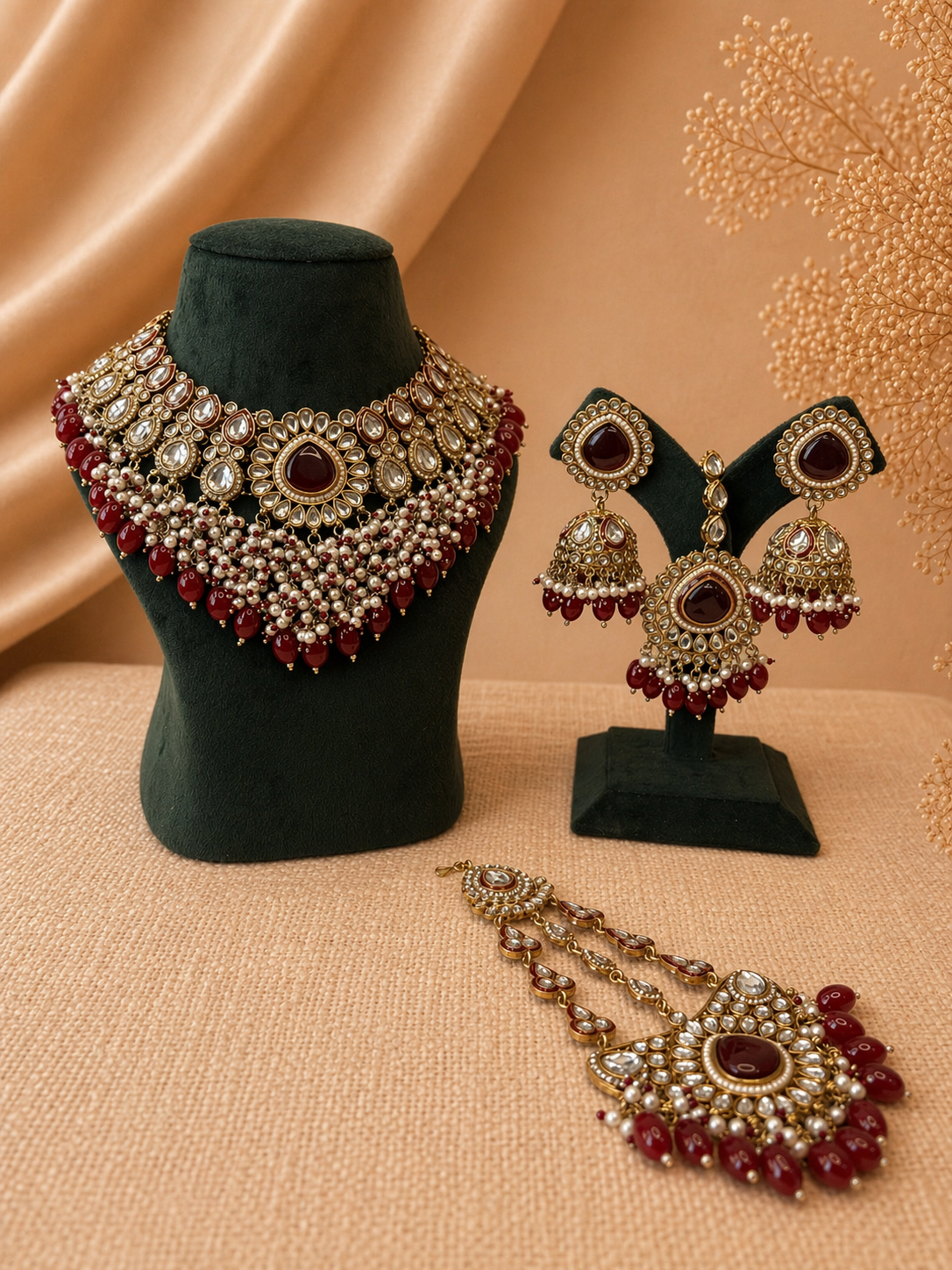 Zarika Ruby Royale Bridal Choker Set