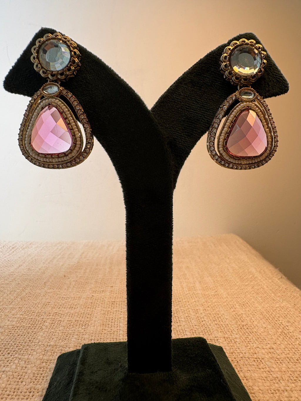 Meher Drop Earrings - Dark Pink
