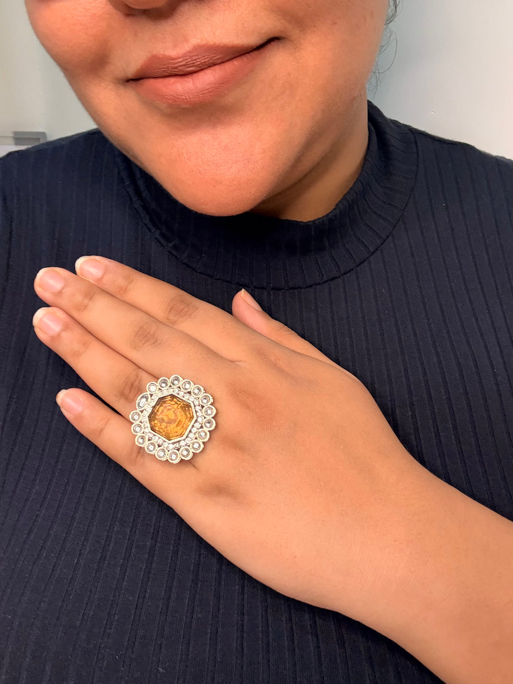 Noir Royale Statement Ring - Adjustable