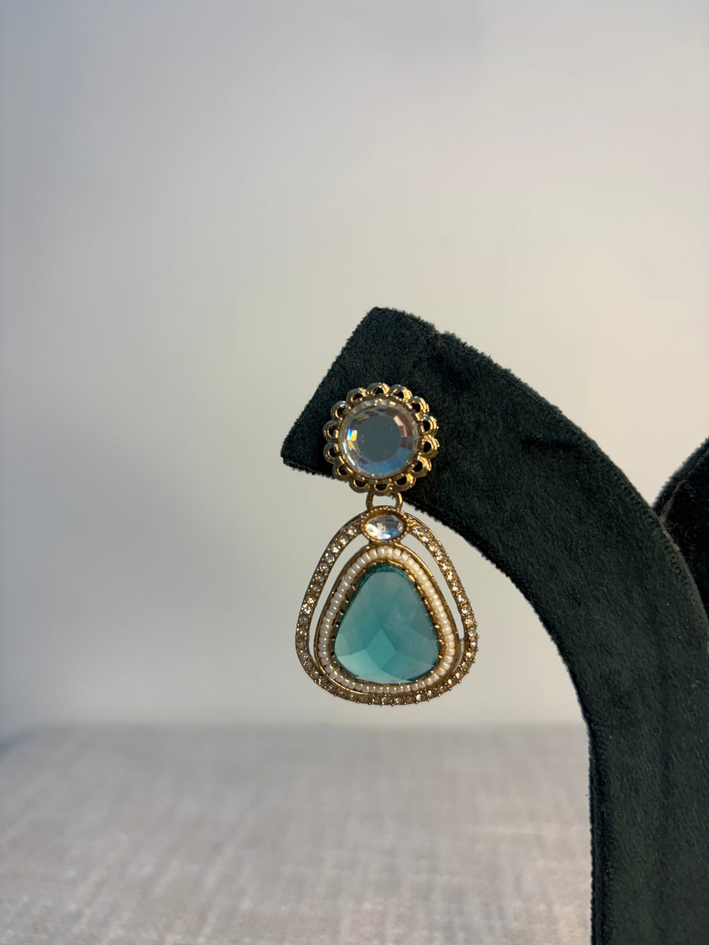 Meher Drop Earrings - Teal Blue