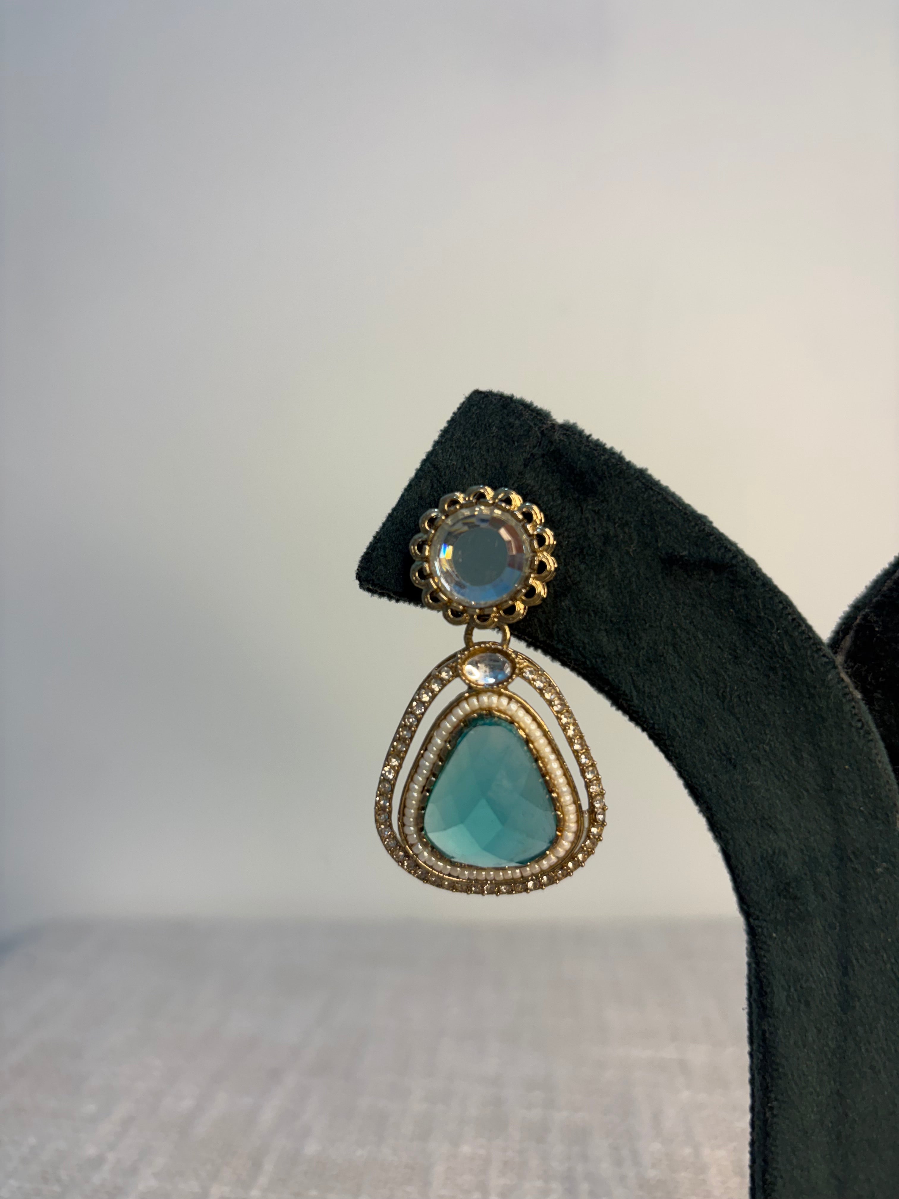 Meher Drop Earrings - Teal Blue