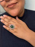 Moonstone Bottle Green Statement Ring - Adjustable