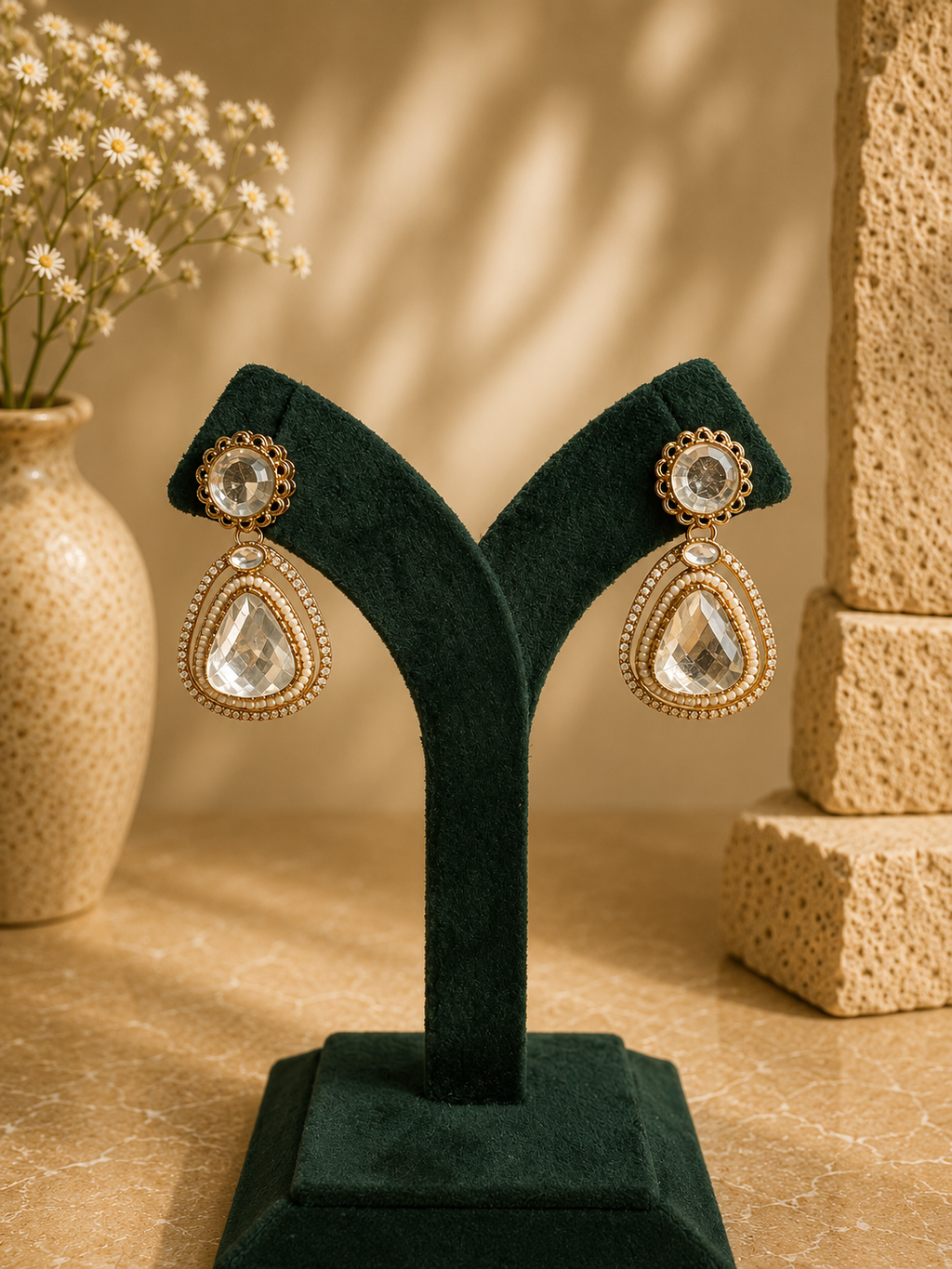 Meher Drop Earrings - White