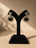 Black Chand Polki Drop Earrings