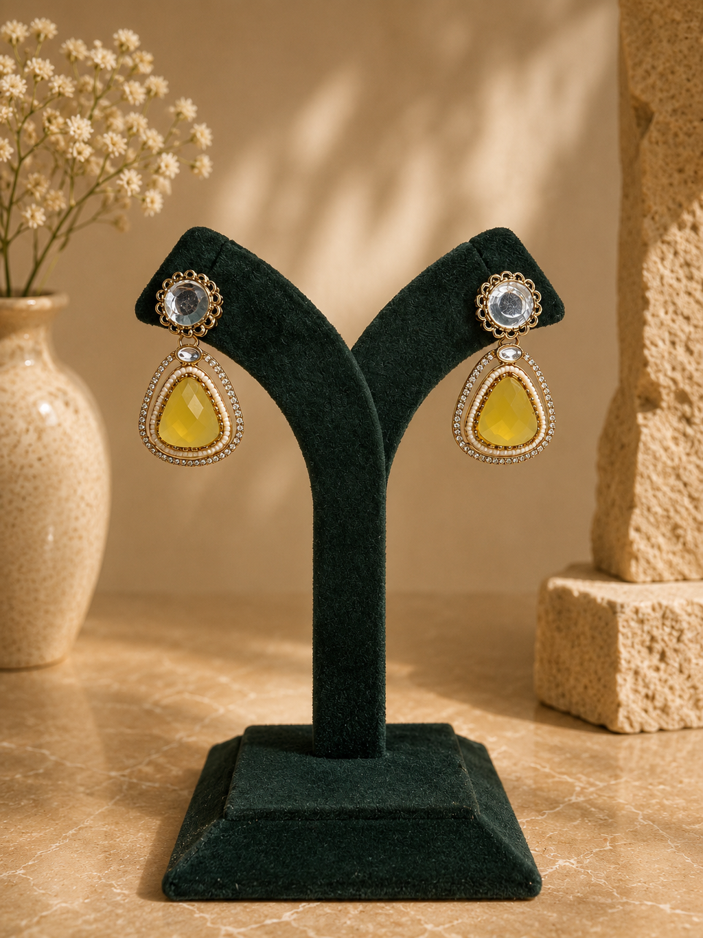 Meher Drop Earrings - Yellow