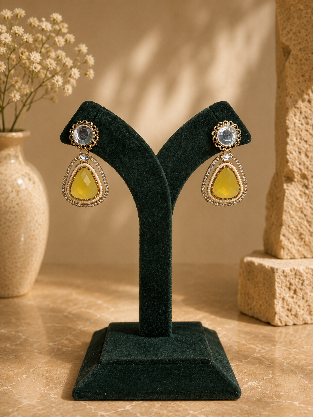 Meher Drop Earrings - Yellow