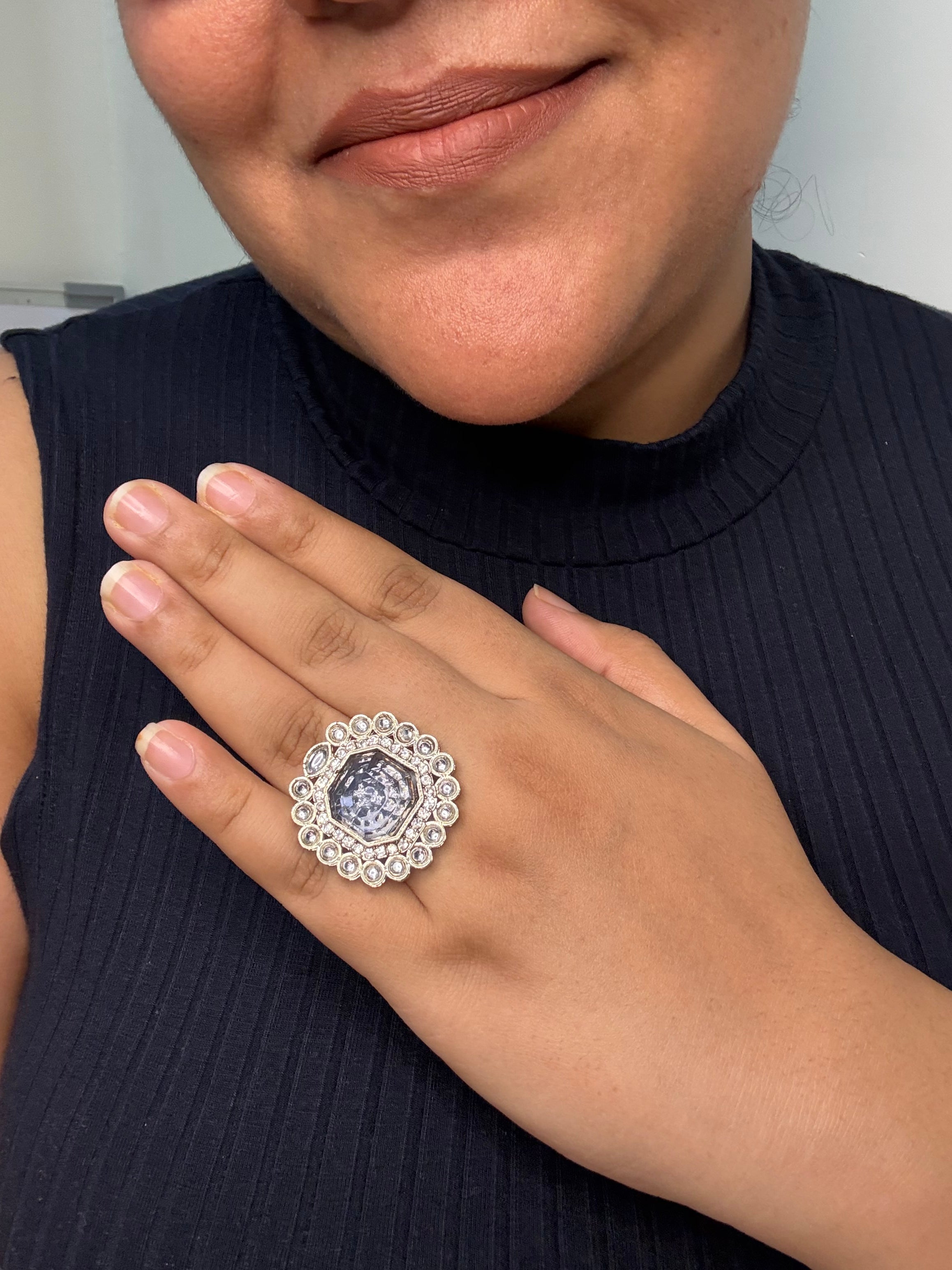 Noir Royale Statement Ring- Adjustable