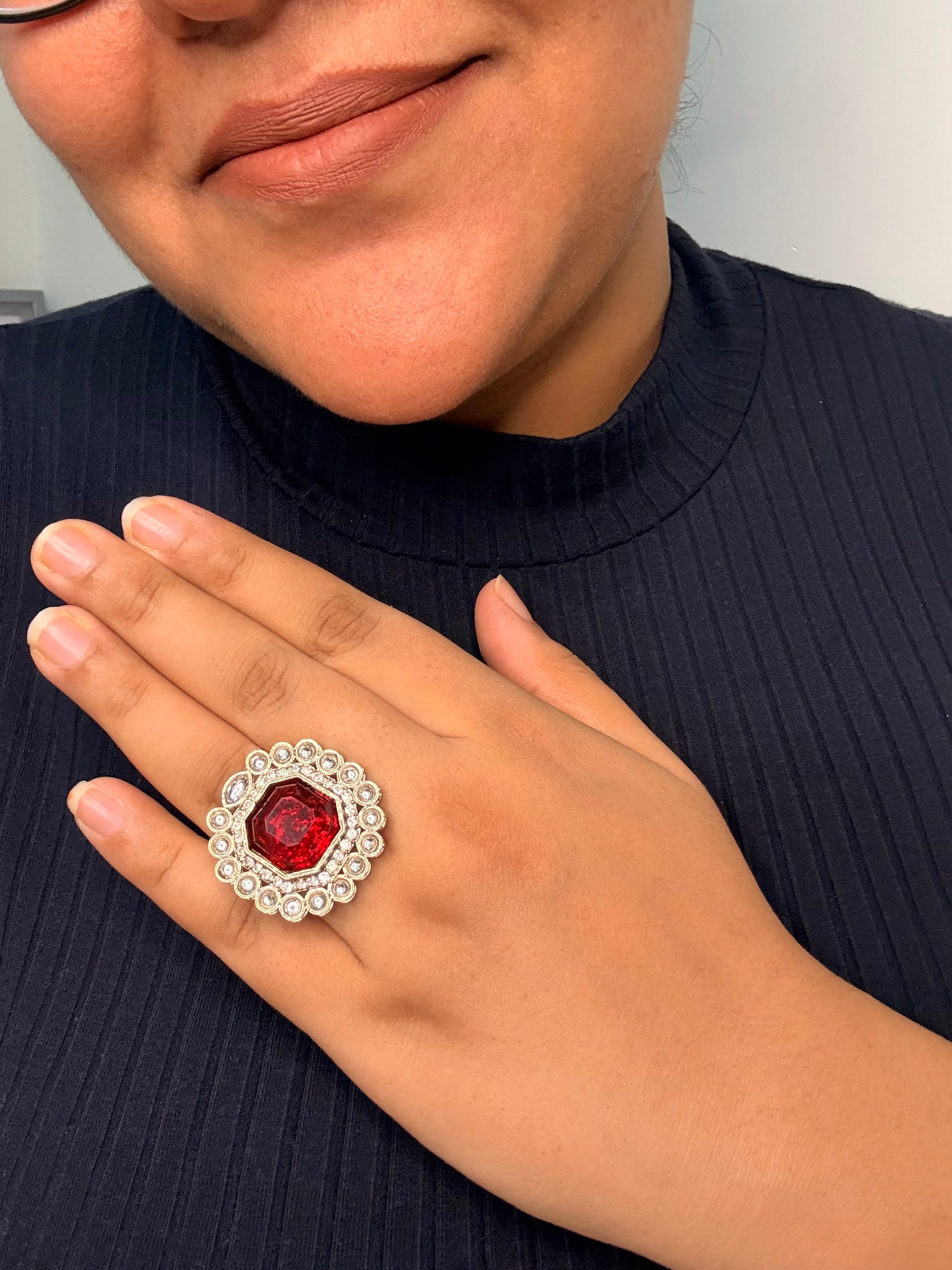 Noir Royale Statement Ring - Adjustable