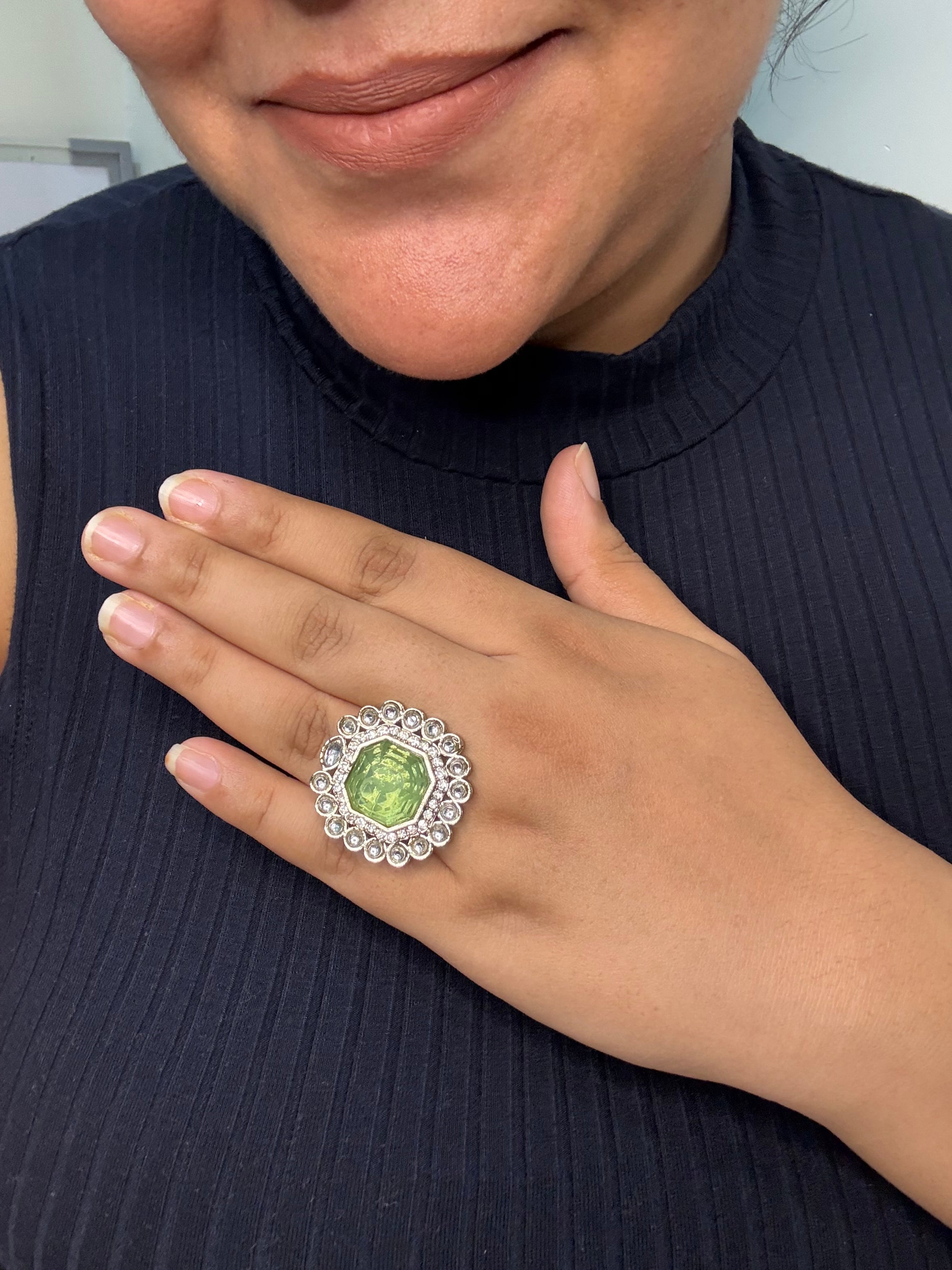Noir Royale Statement Ring - Adjustable