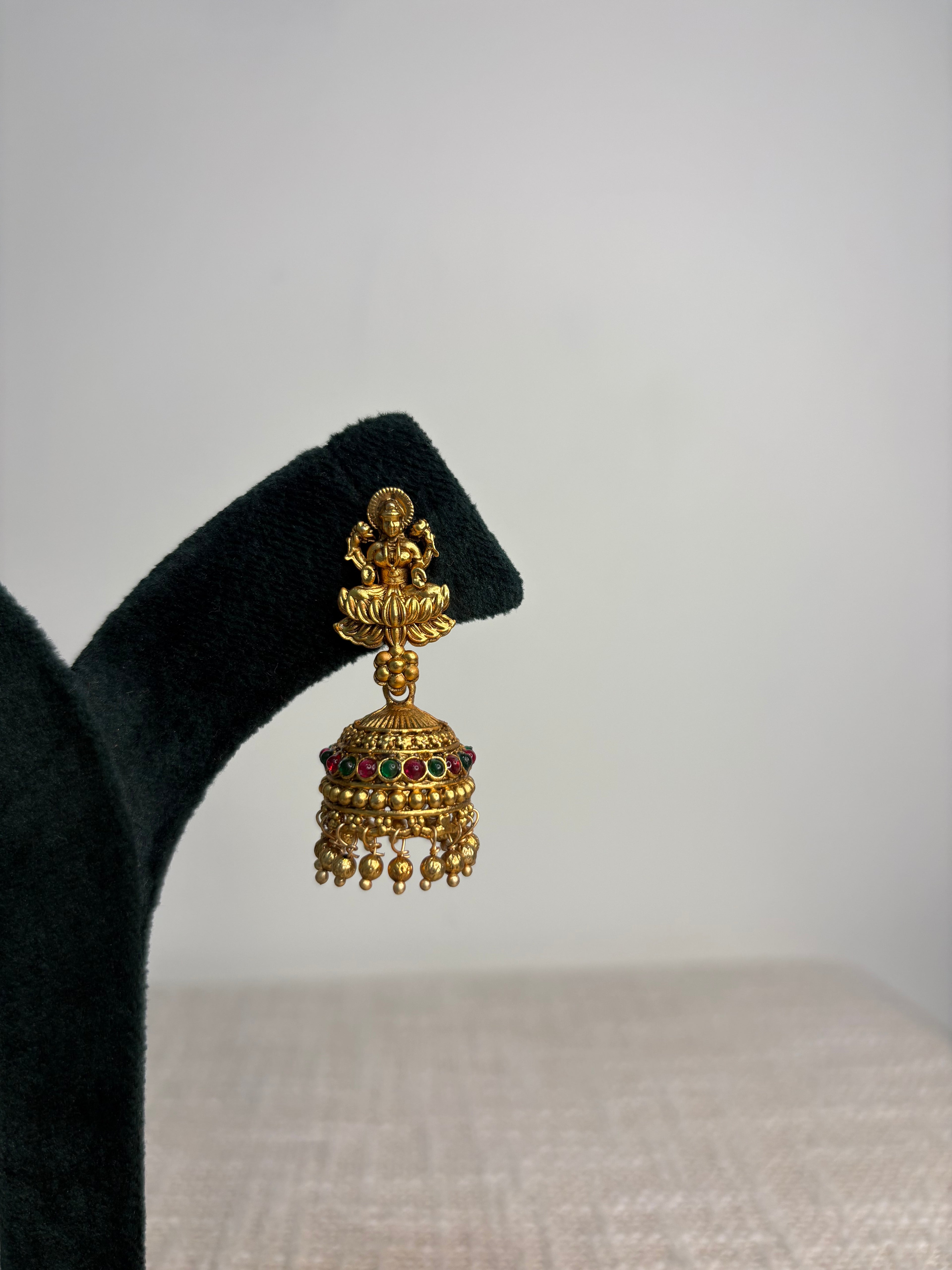 Divine Lakshmi Temple Necklace Set with Jhumkas
