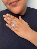 Moonstone Blush Pink Statement Ring - Adjustable