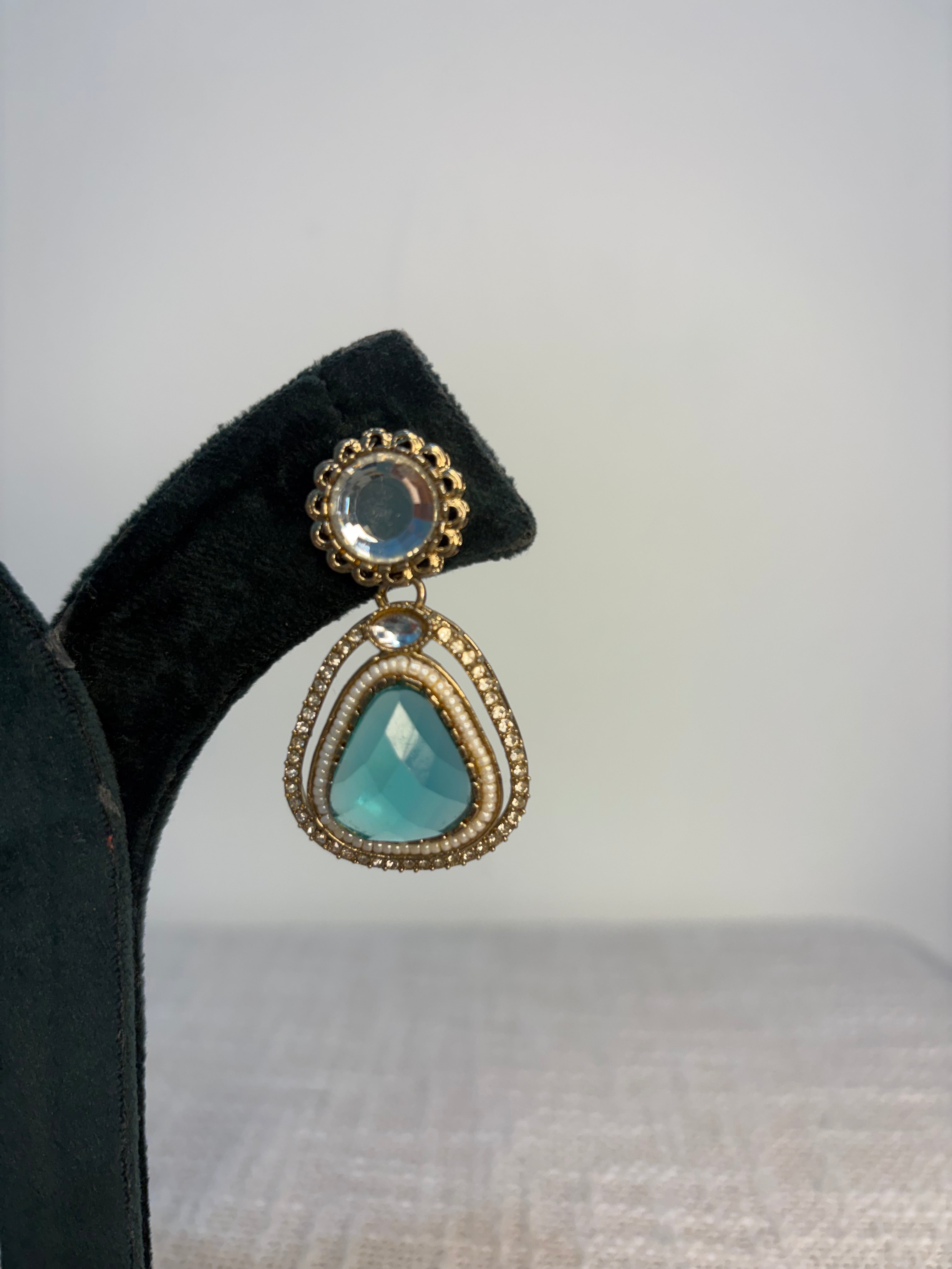 Meher Drop Earrings - Teal Blue