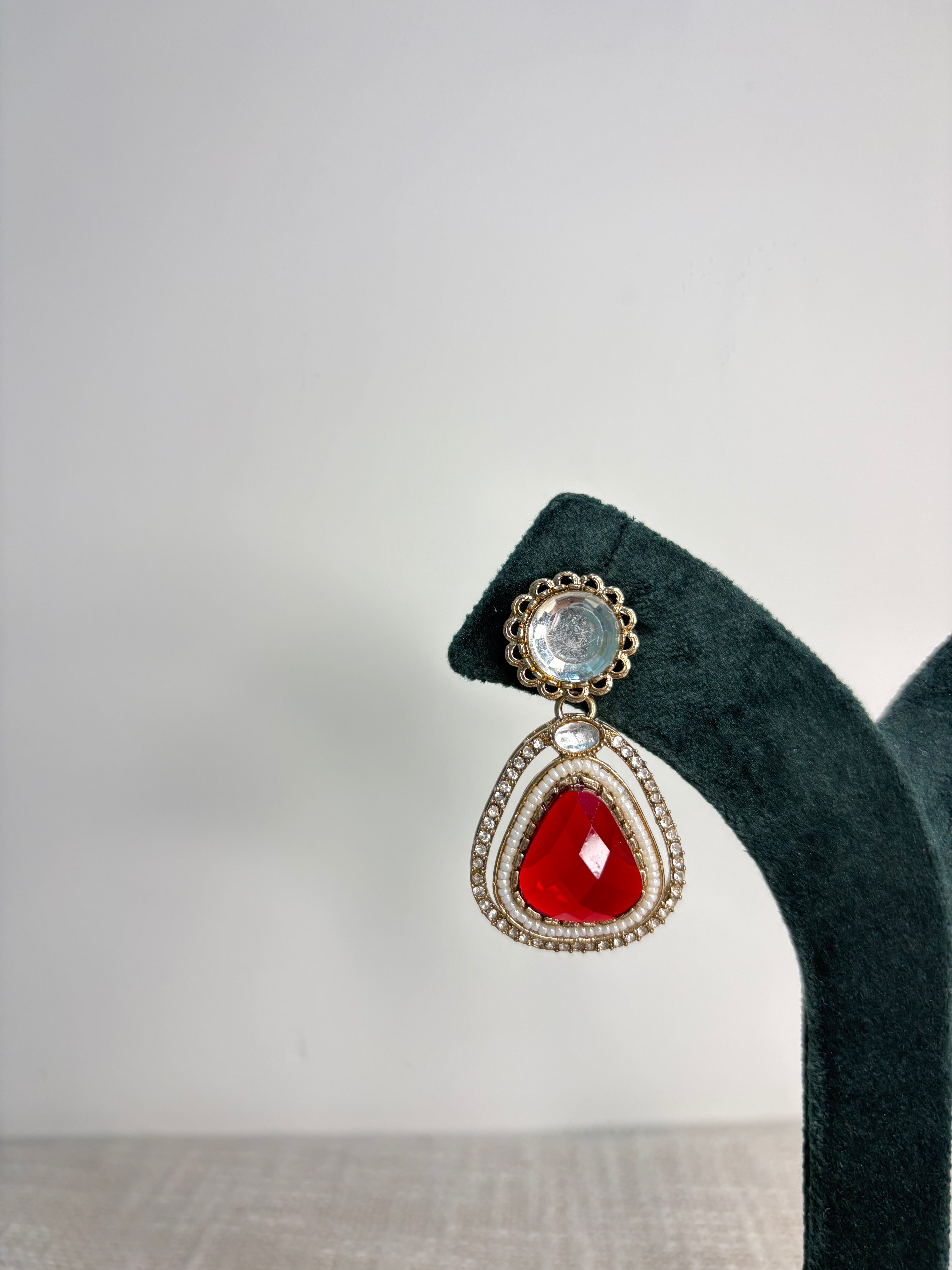 Meher Drop Earrings - Ruby Red