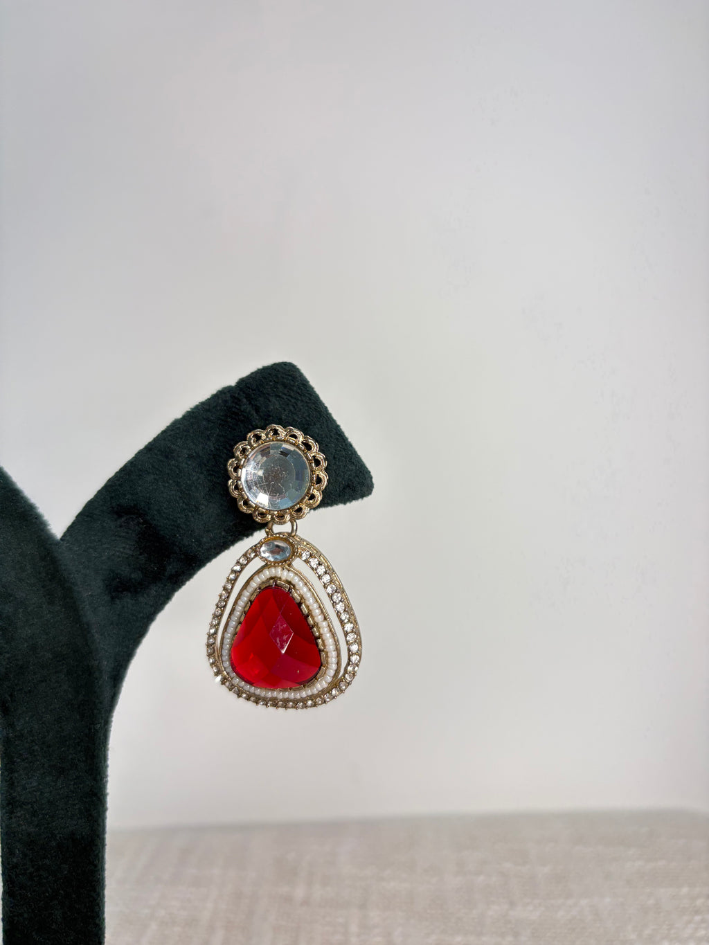 Meher Drop Earrings - Ruby Red