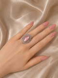 Moonstone Blush Pink Statement Ring - Adjustable