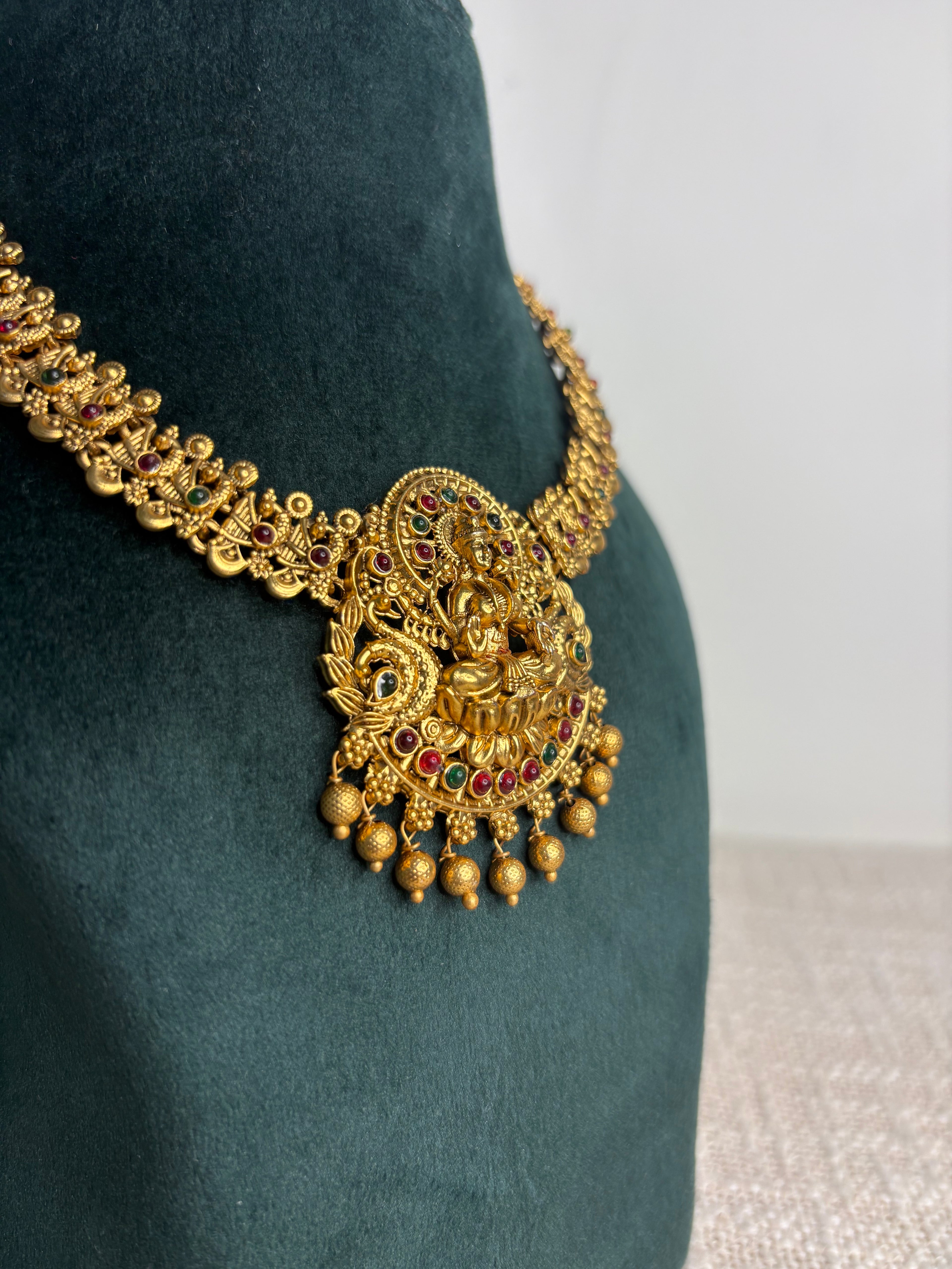 Divine Lakshmi Temple Necklace Set with Jhumkas