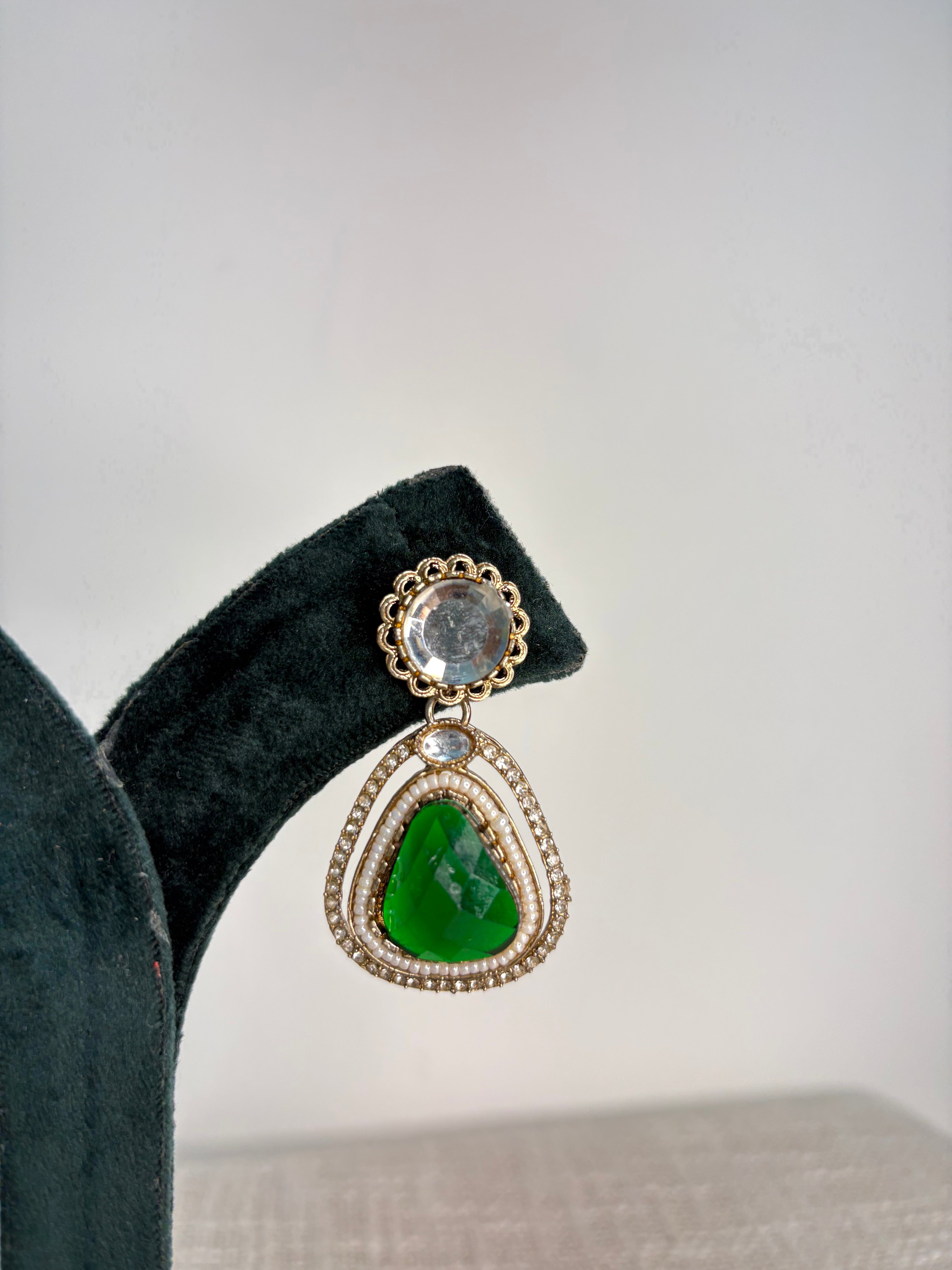 Meher Drop Earrings - Emerald Green