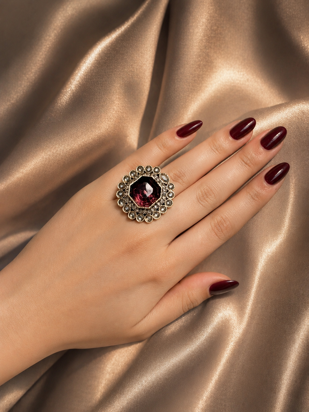 Noir Royale Statement Ring - Adjustable