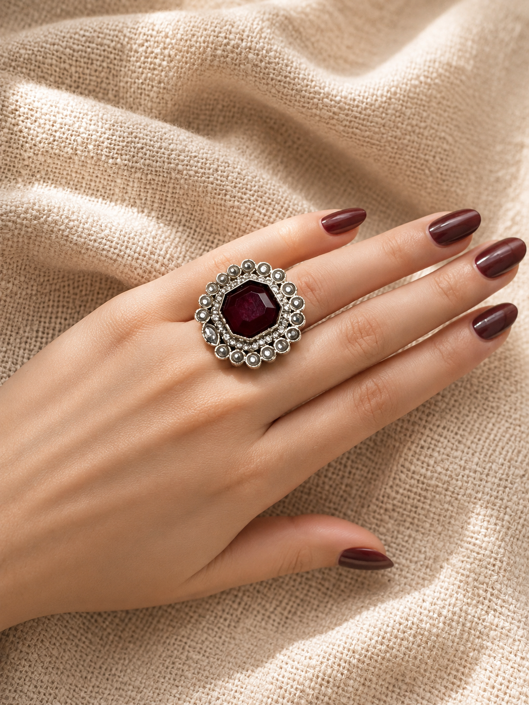 Noir Royale Statement Ring- Adjustable