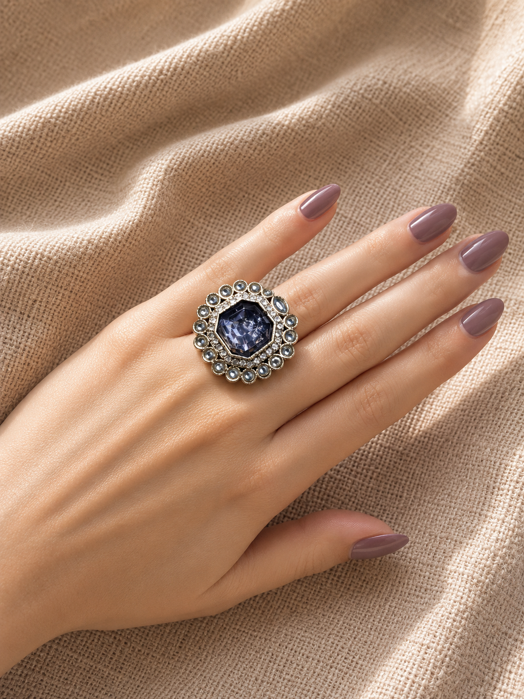 Noir Royale Statement Ring- Adjustable