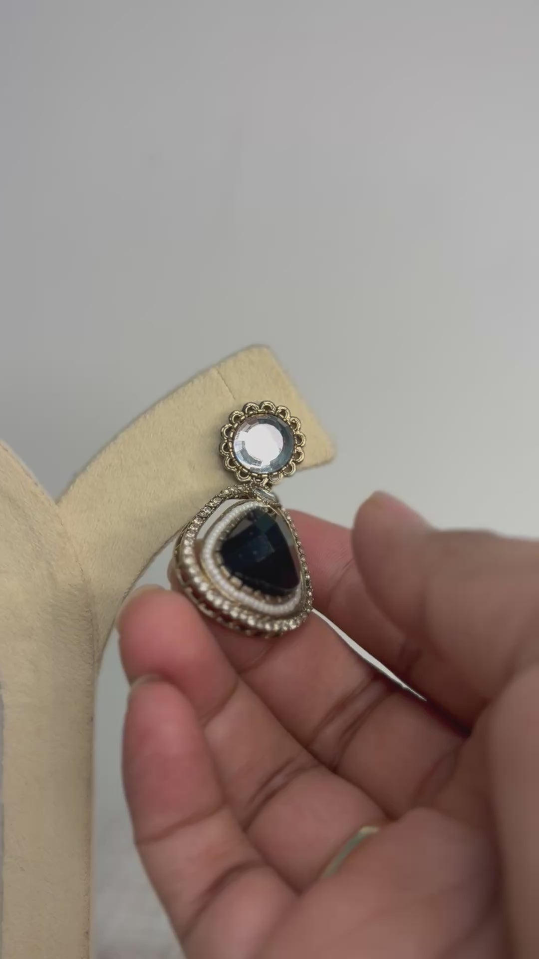 Meher Drop Earrings - Black