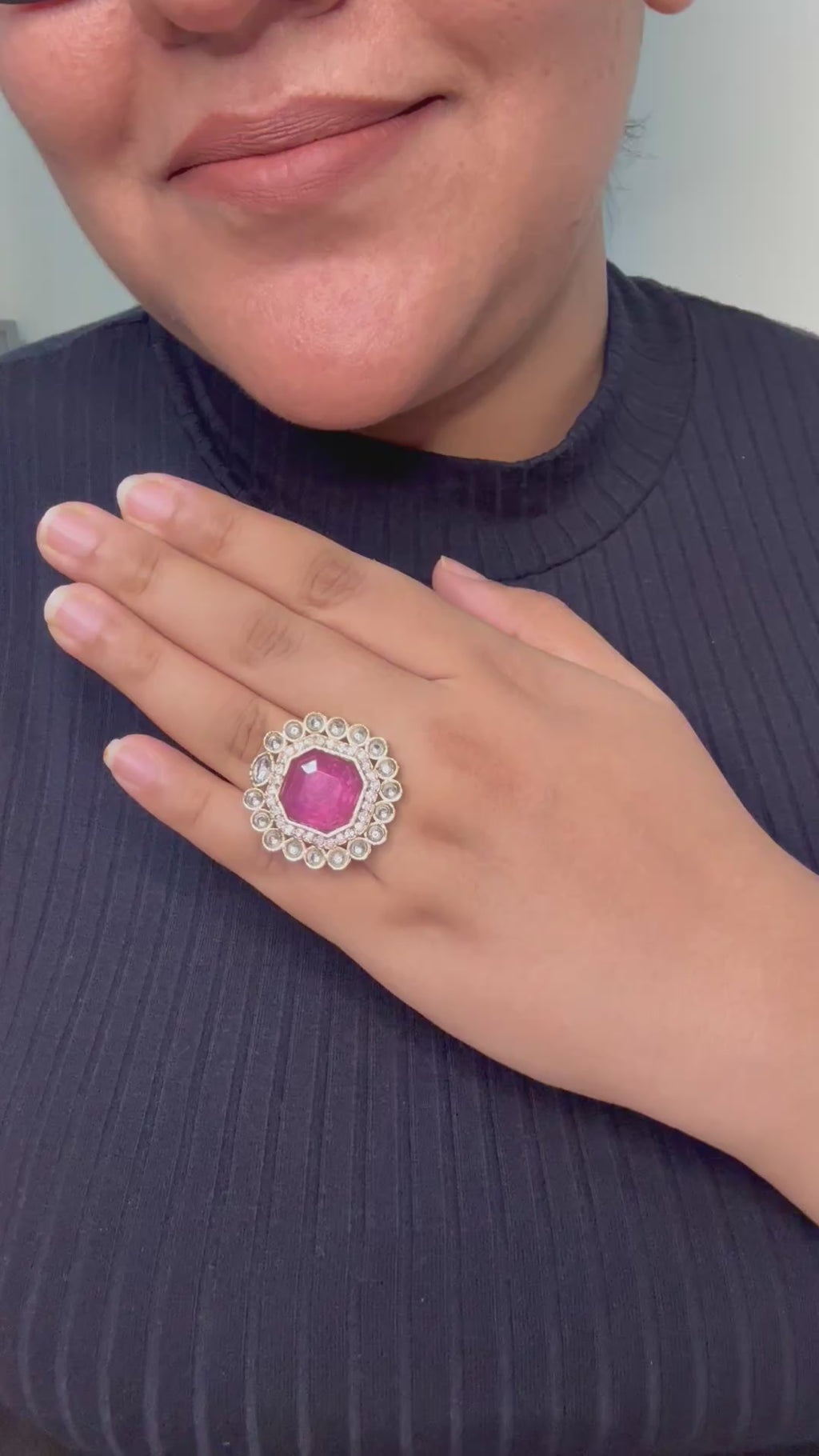 Noir Royale Statement Ring - Adjustable