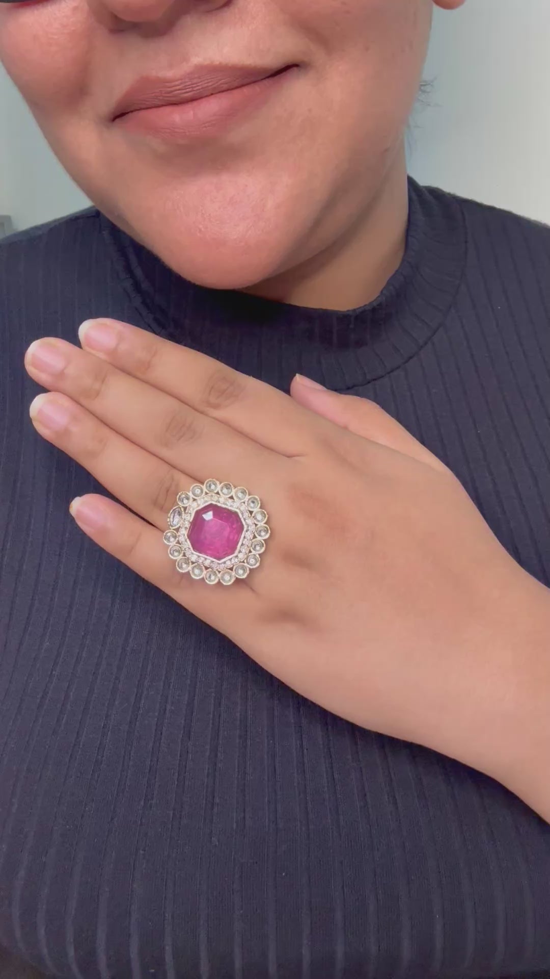 Noir Royale Statement Ring - Adjustable