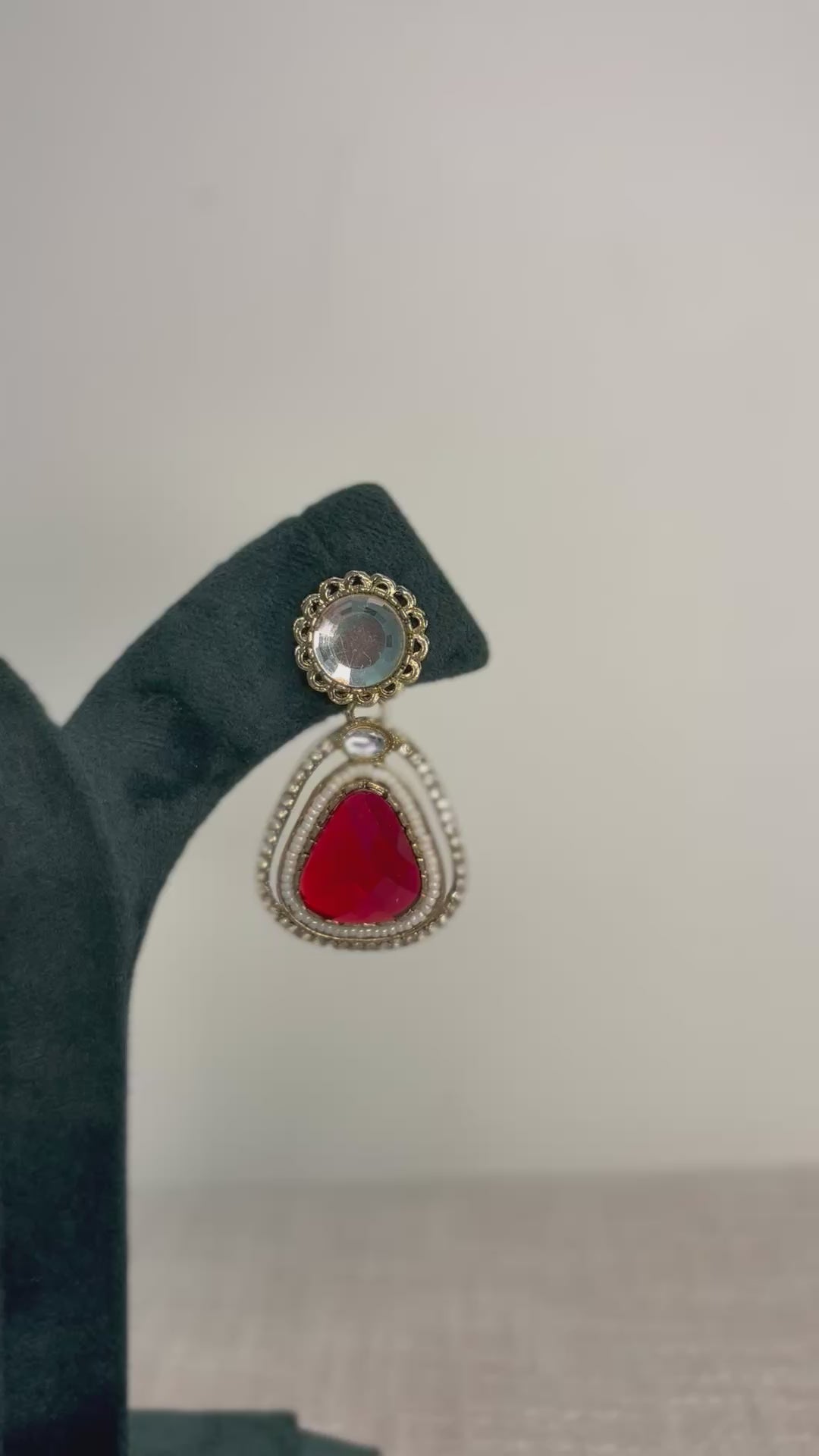 Meher Drop Earrings - Ruby Red
