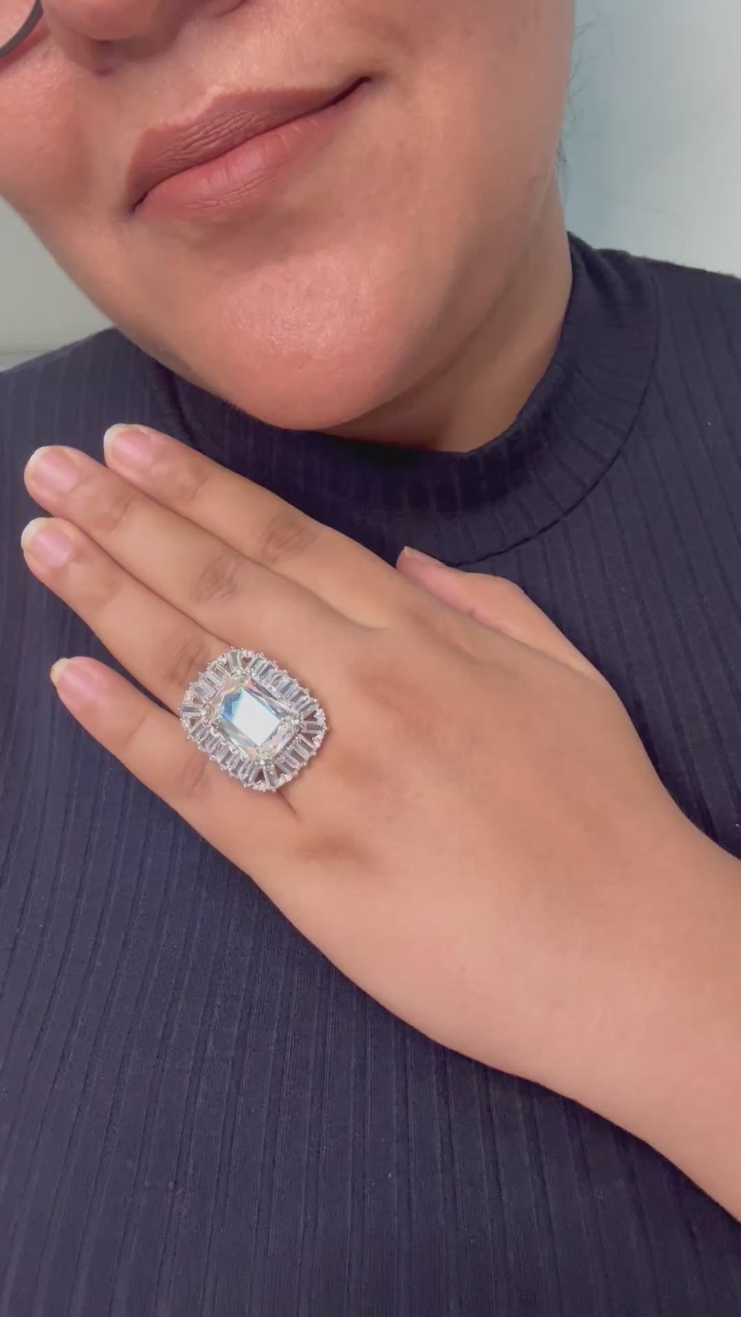 Celeste Silver Statement Ring- Adjustable