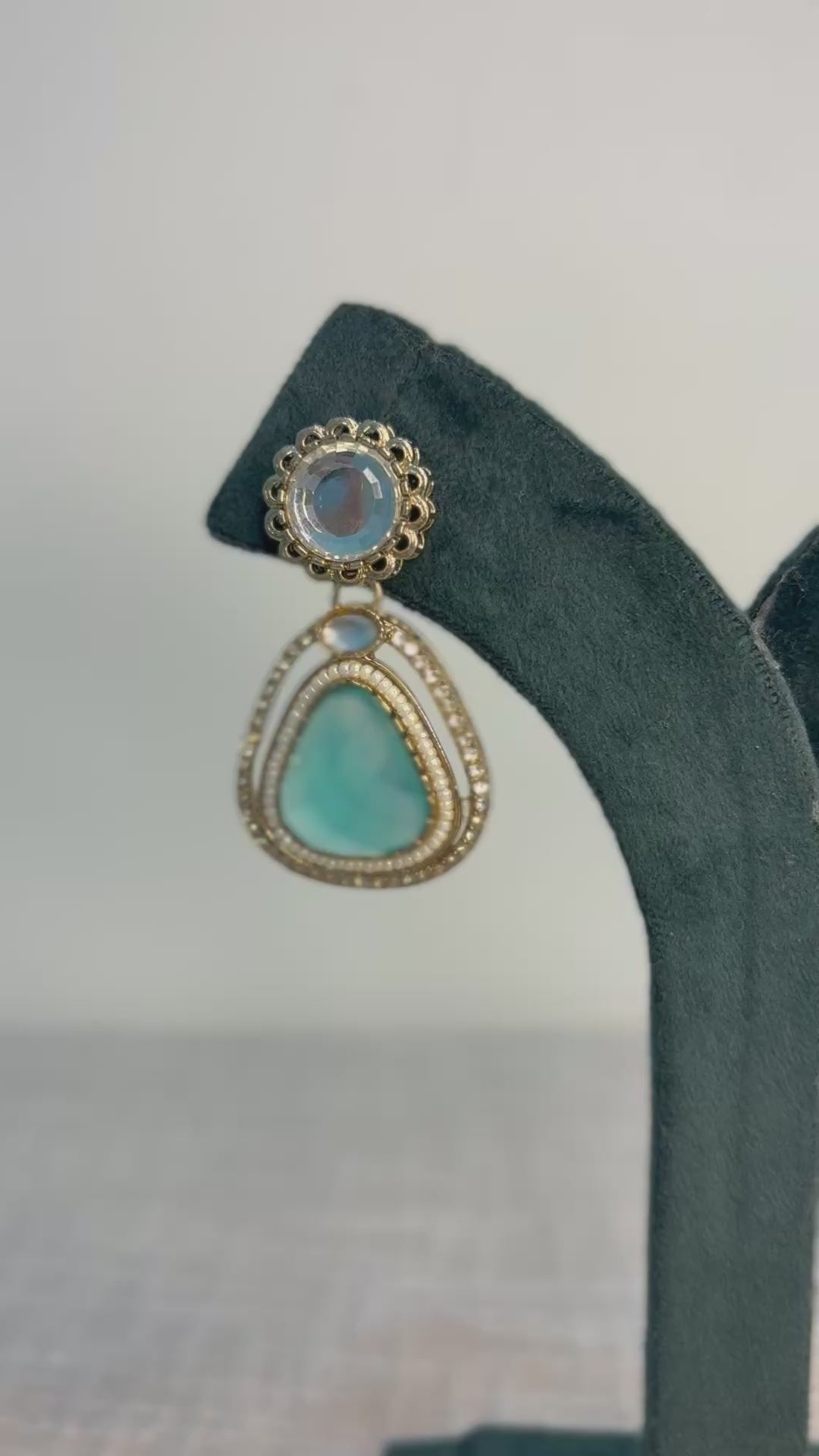 Meher Drop Earrings - Teal Blue