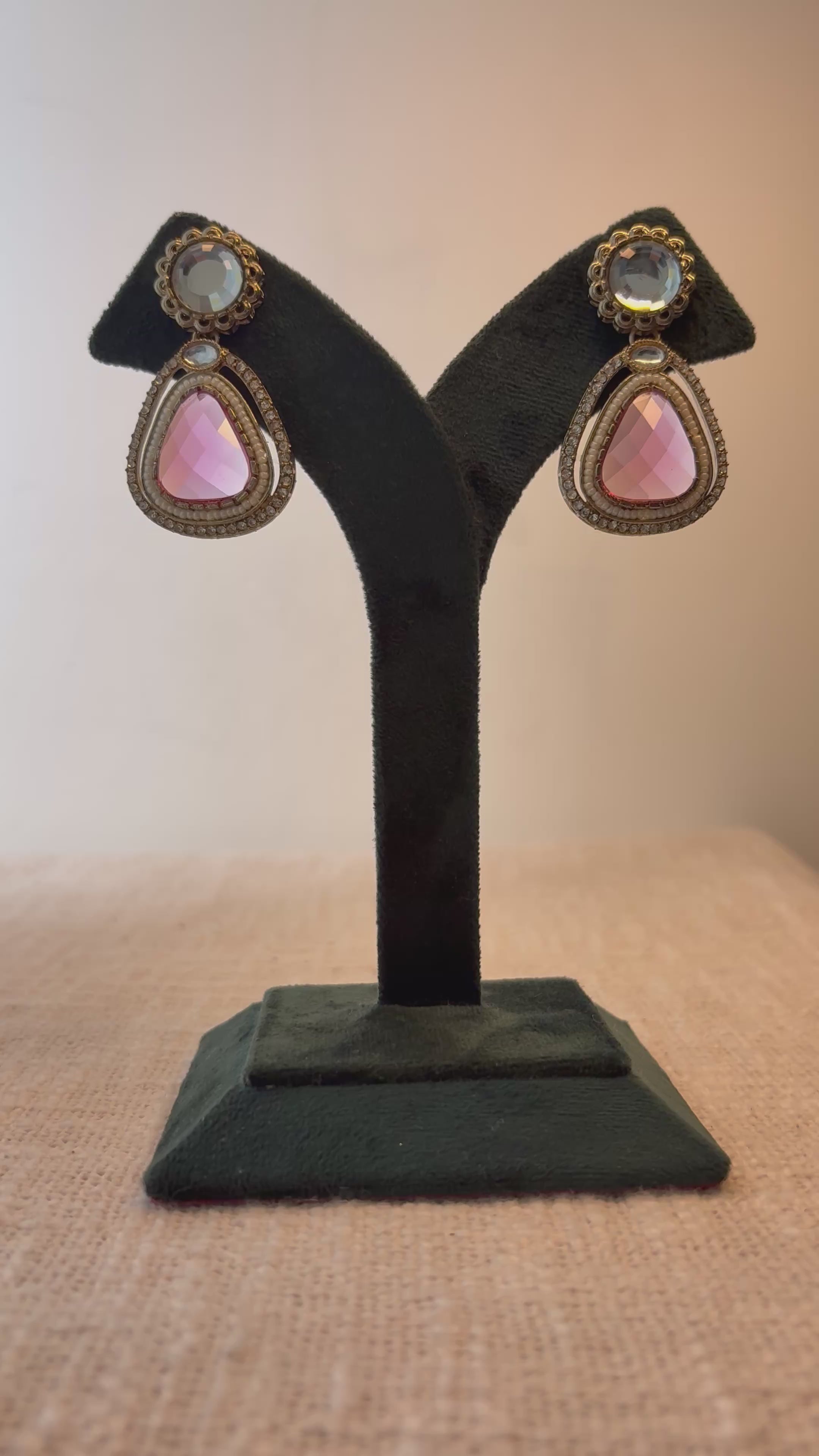 Meher Drop Earrings - Dark Pink