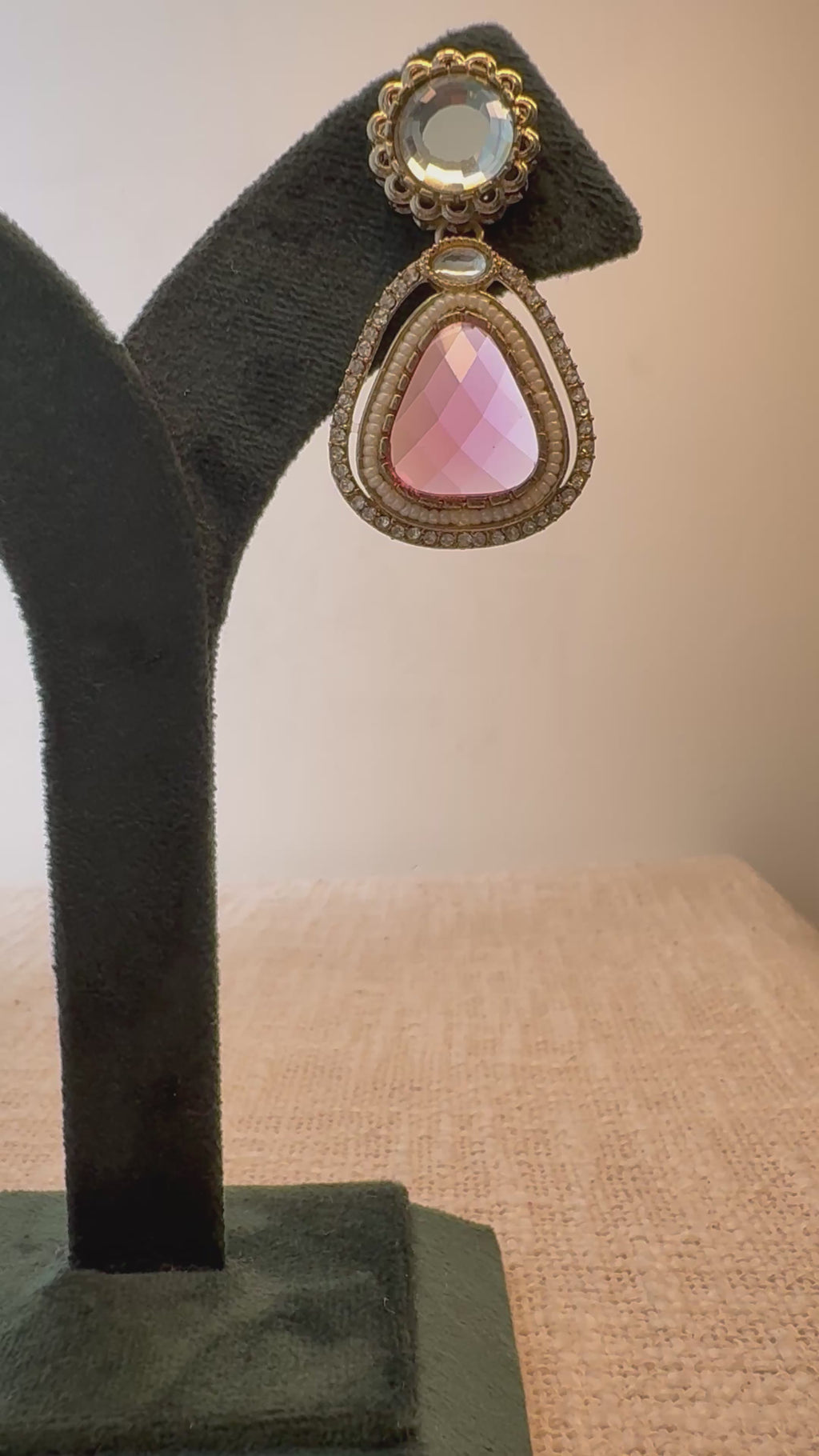 Meher Drop Earrings - Dark Pink