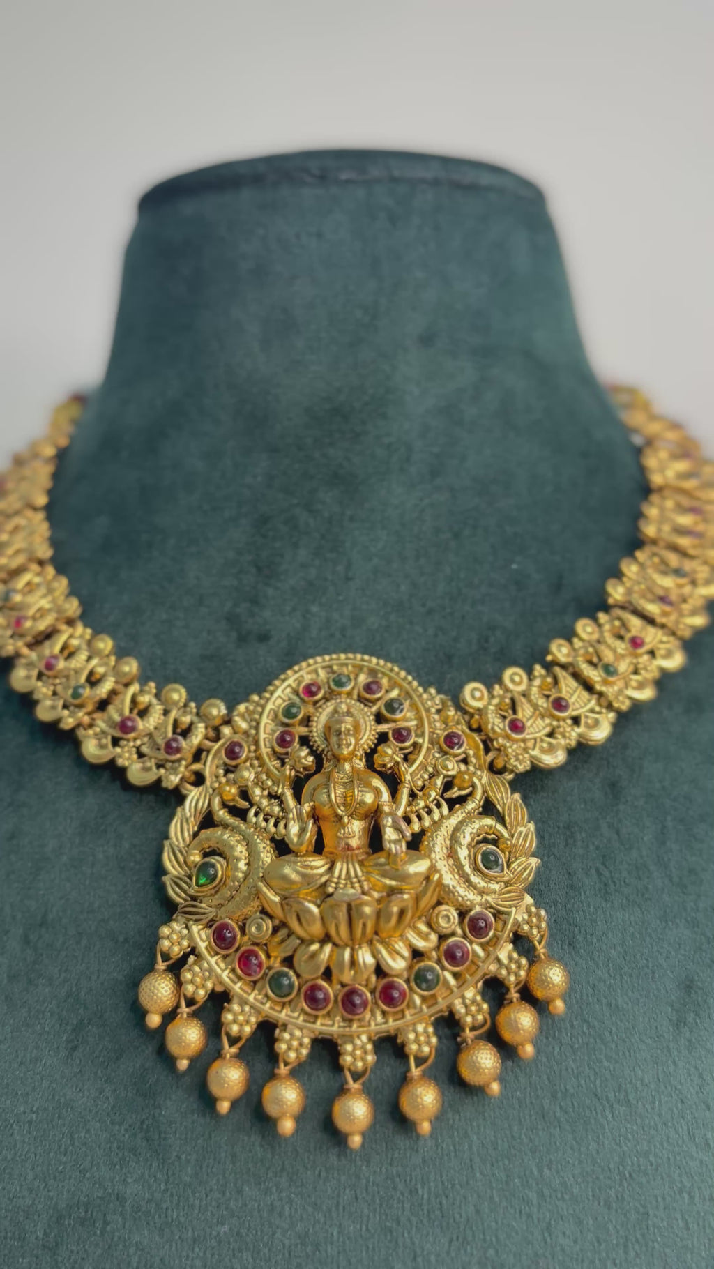 Divine Lakshmi Temple Necklace Set with Jhumkas