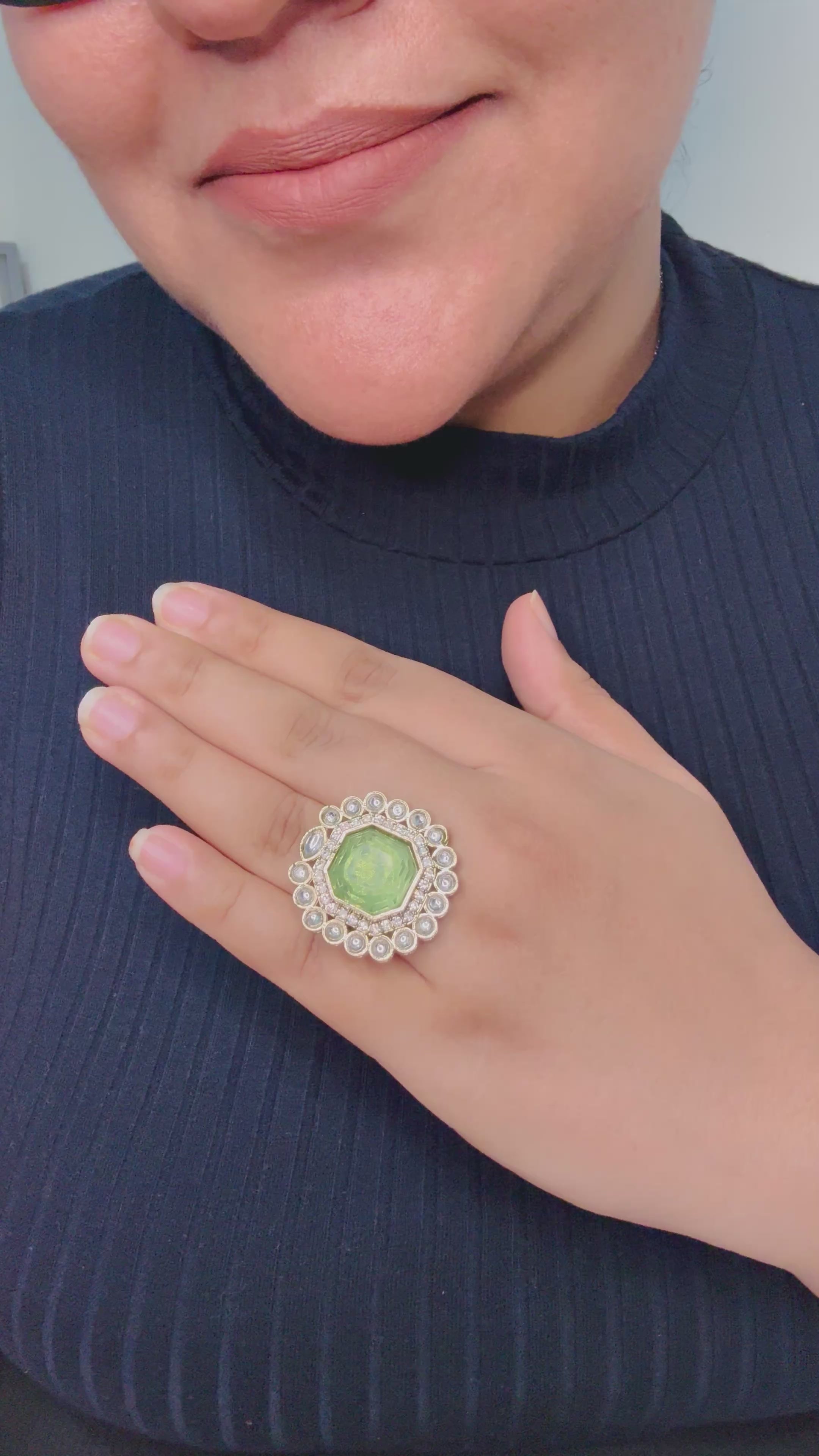 Noir Royale Statement Ring - Adjustable
