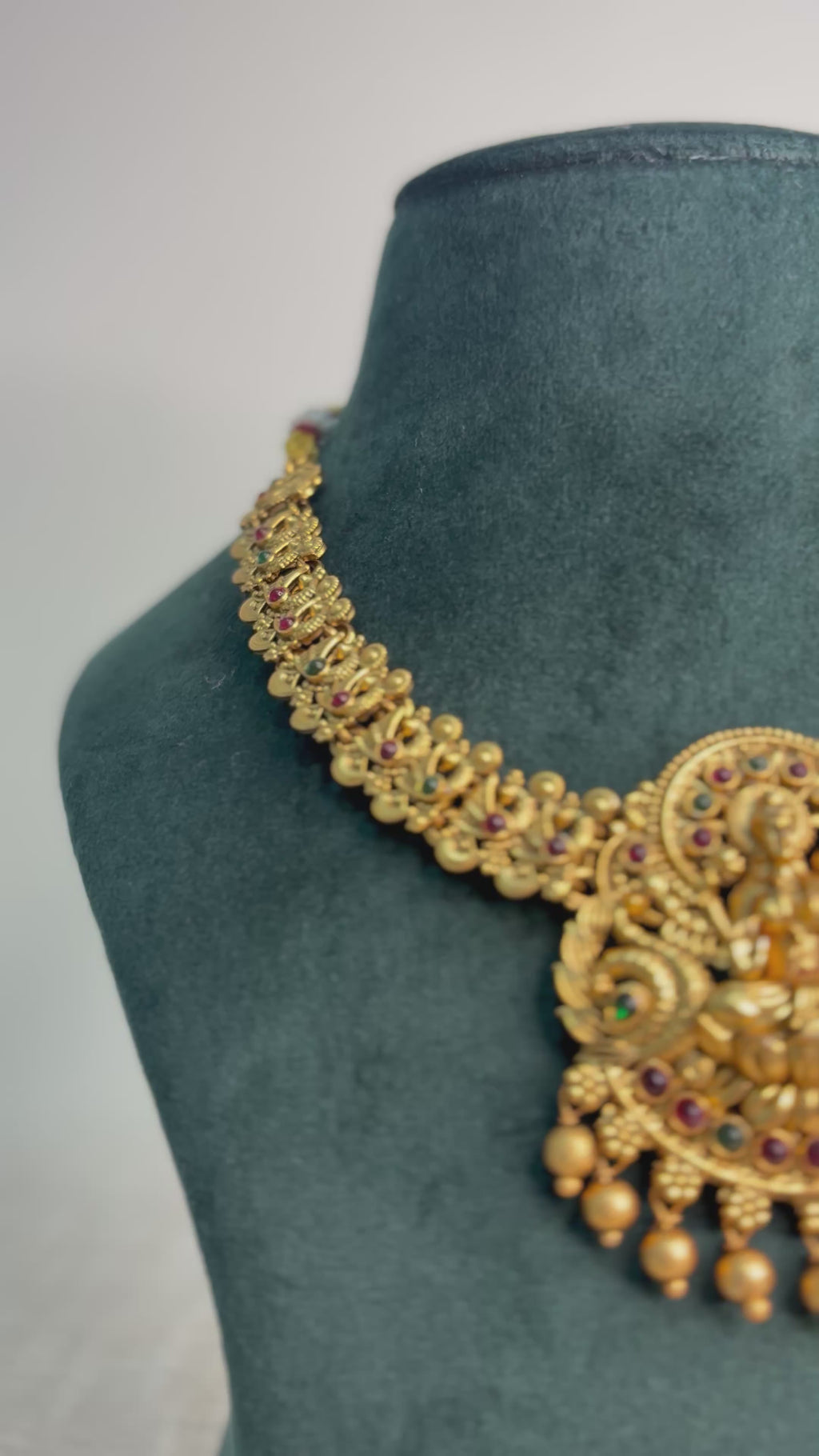 Divine Lakshmi Temple Necklace Set with Jhumkas