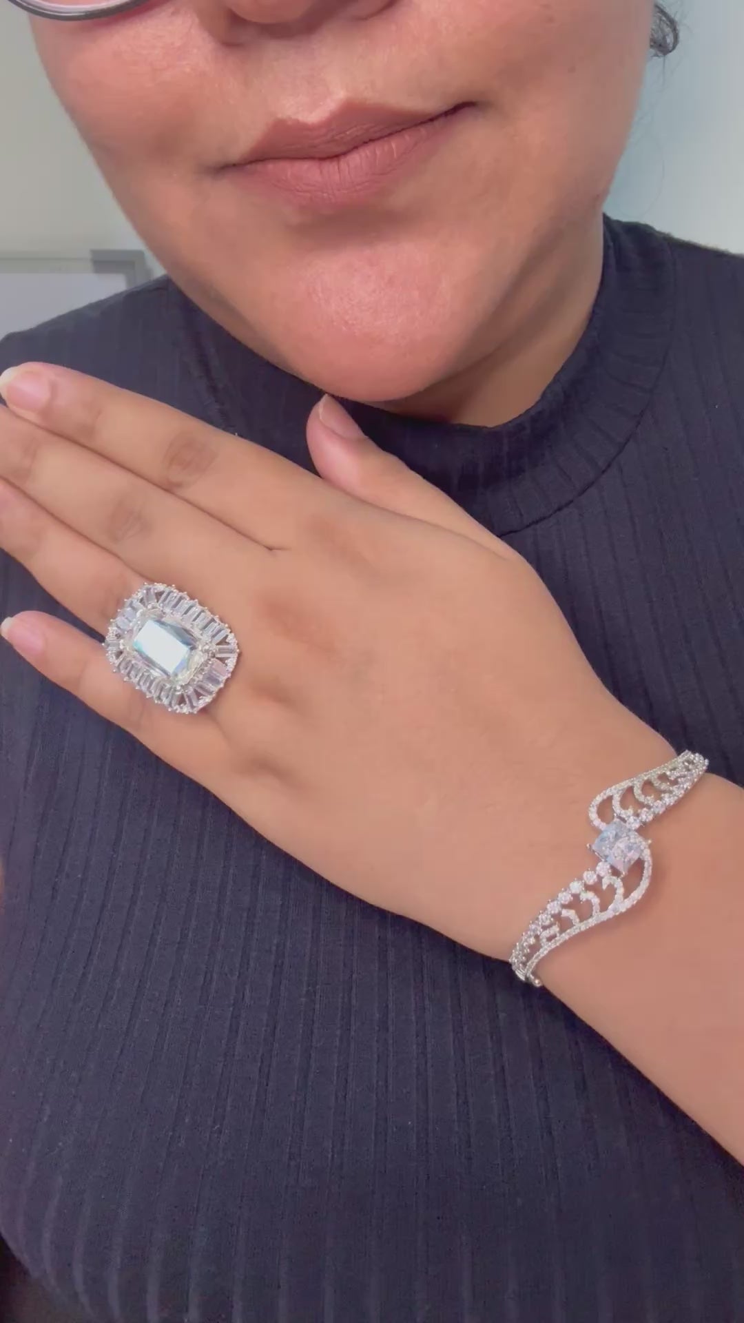 Aurora Royale Crystal Cuff Bracelet - Adjustable
