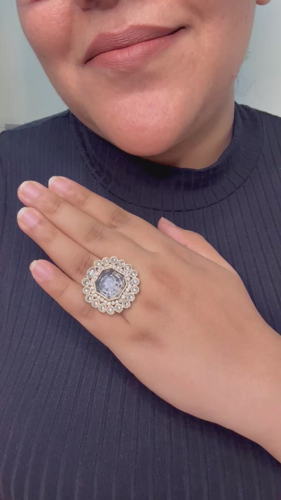 Noir Royale Statement Ring- Adjustable