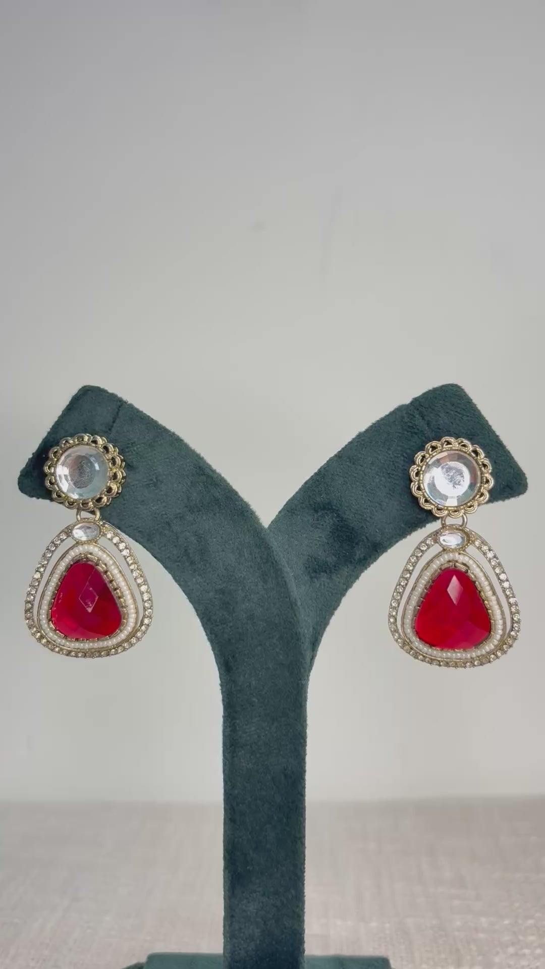 Meher Drop Earrings - Ruby Red