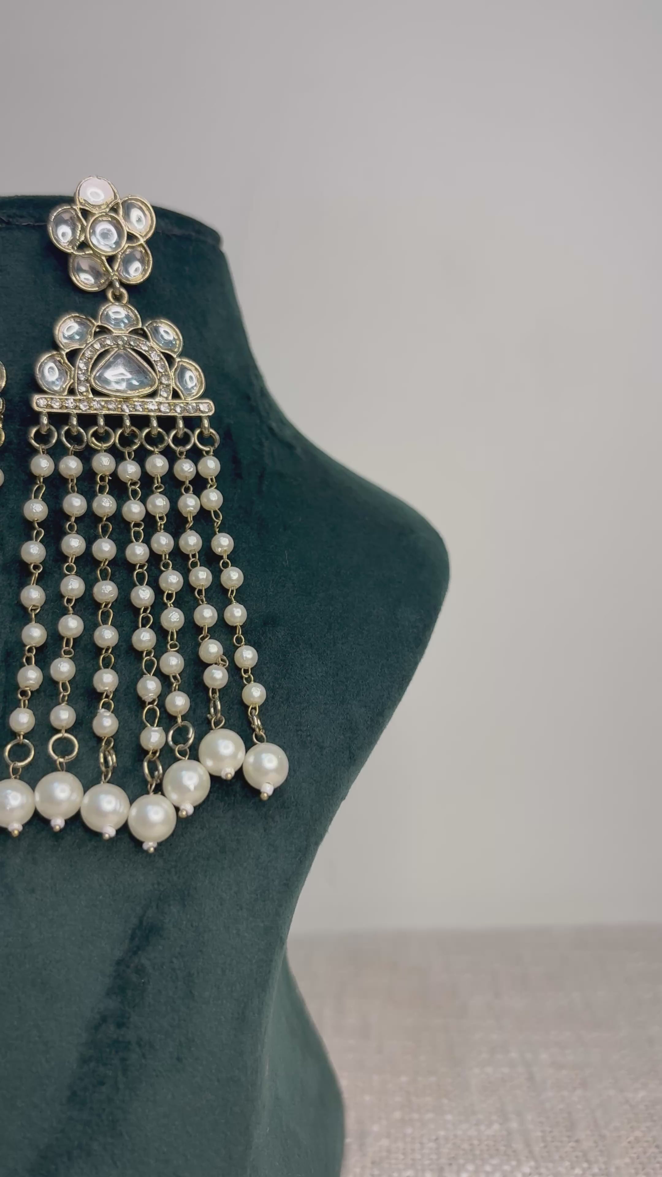 Statement Kundan Pearl Cascade Earrings